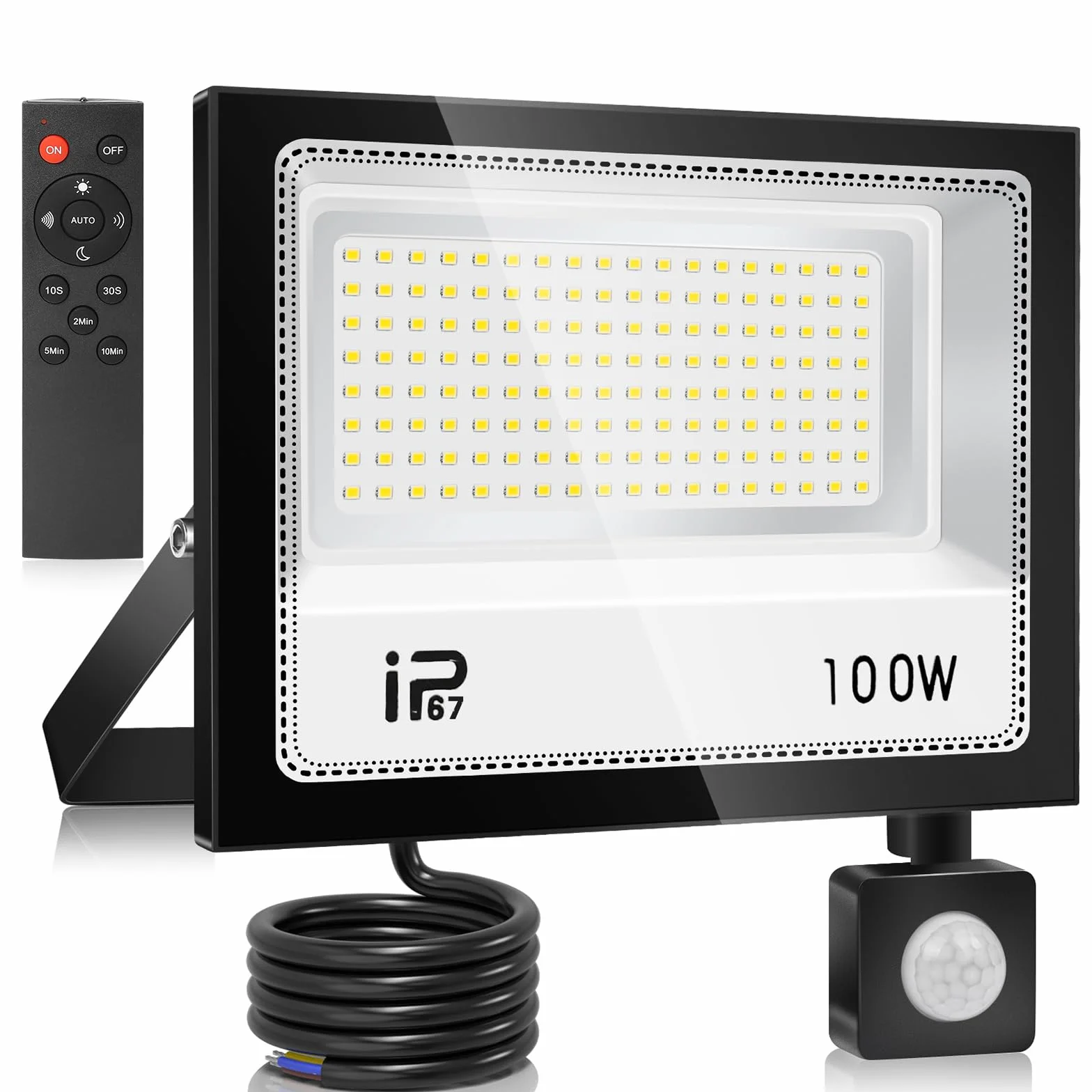 Projecteur LED Extérieur 100W 10000LM Détecteur de Mouvement 7000K IP67