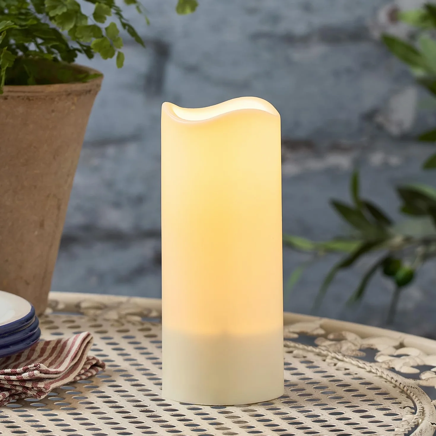 Lights4fun Lot de 3 Bougies Solaires LED Blanc Chaud Flamme Vacillante Étanche pour Extérieur
