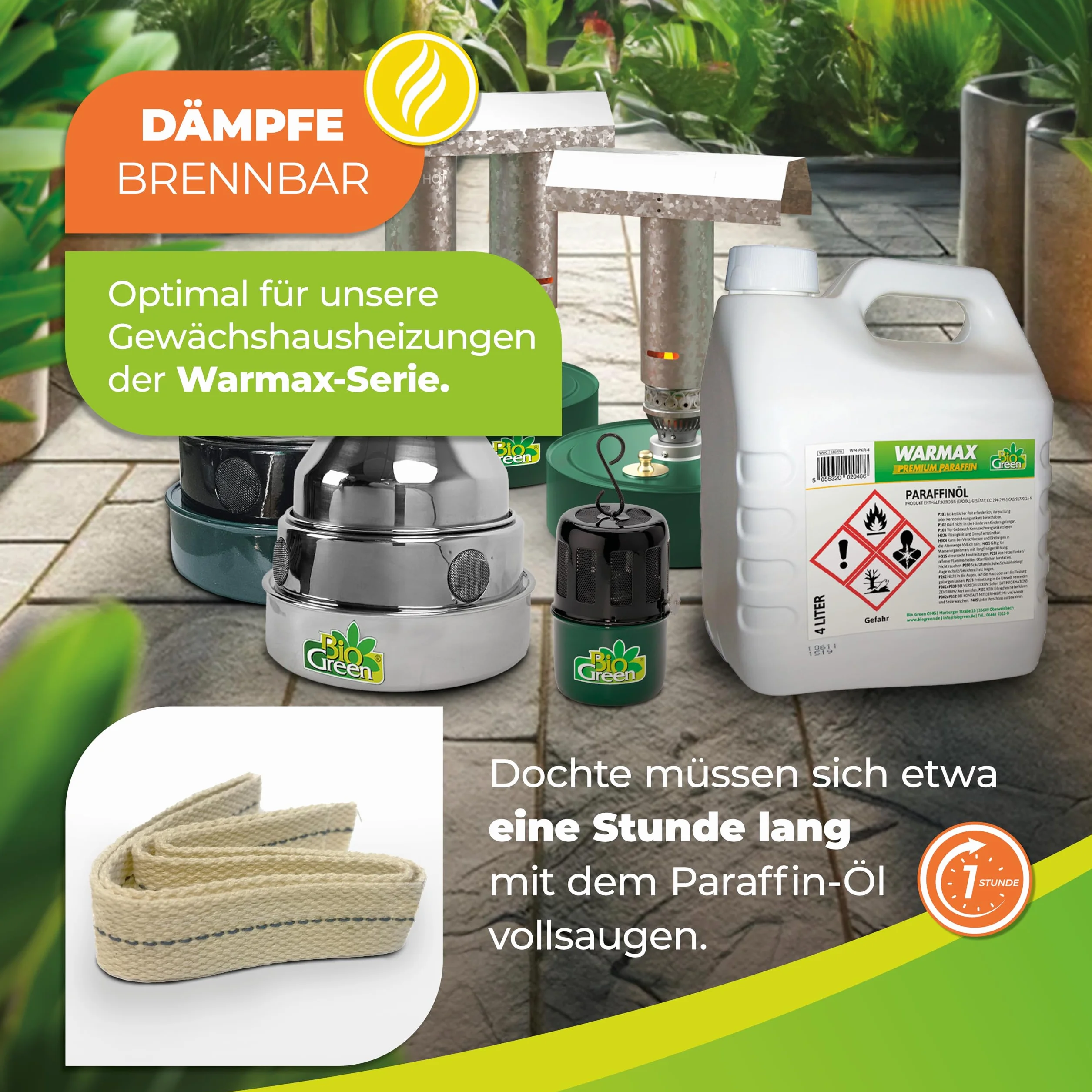 Warmax Premium Paraffin Öl Bio Green 4L