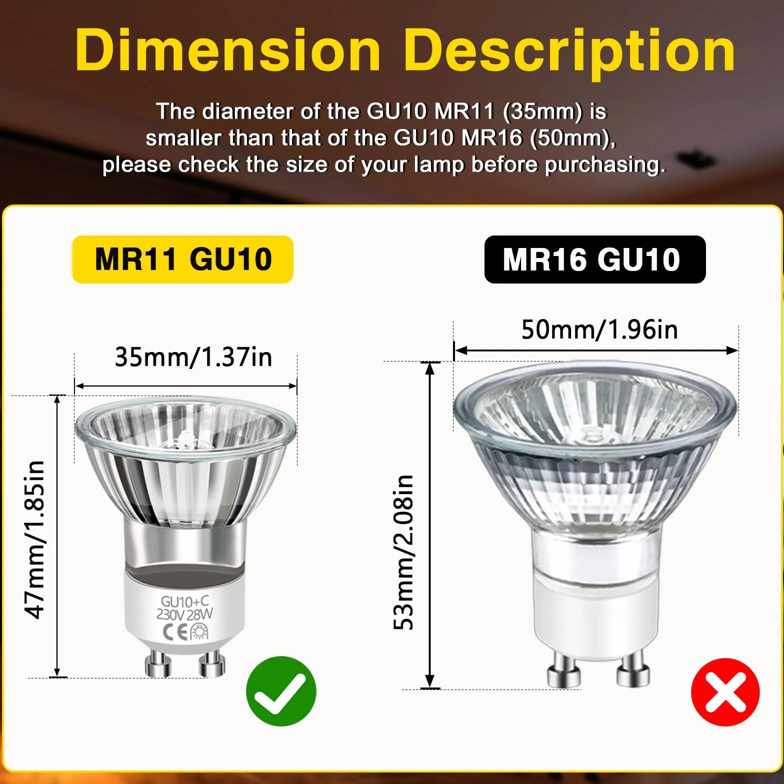Ampoule Lampe Lave Mini GU10 28W 230V Dimmable 330LM Blanc Chaud 2800K MR11 Lot de 2