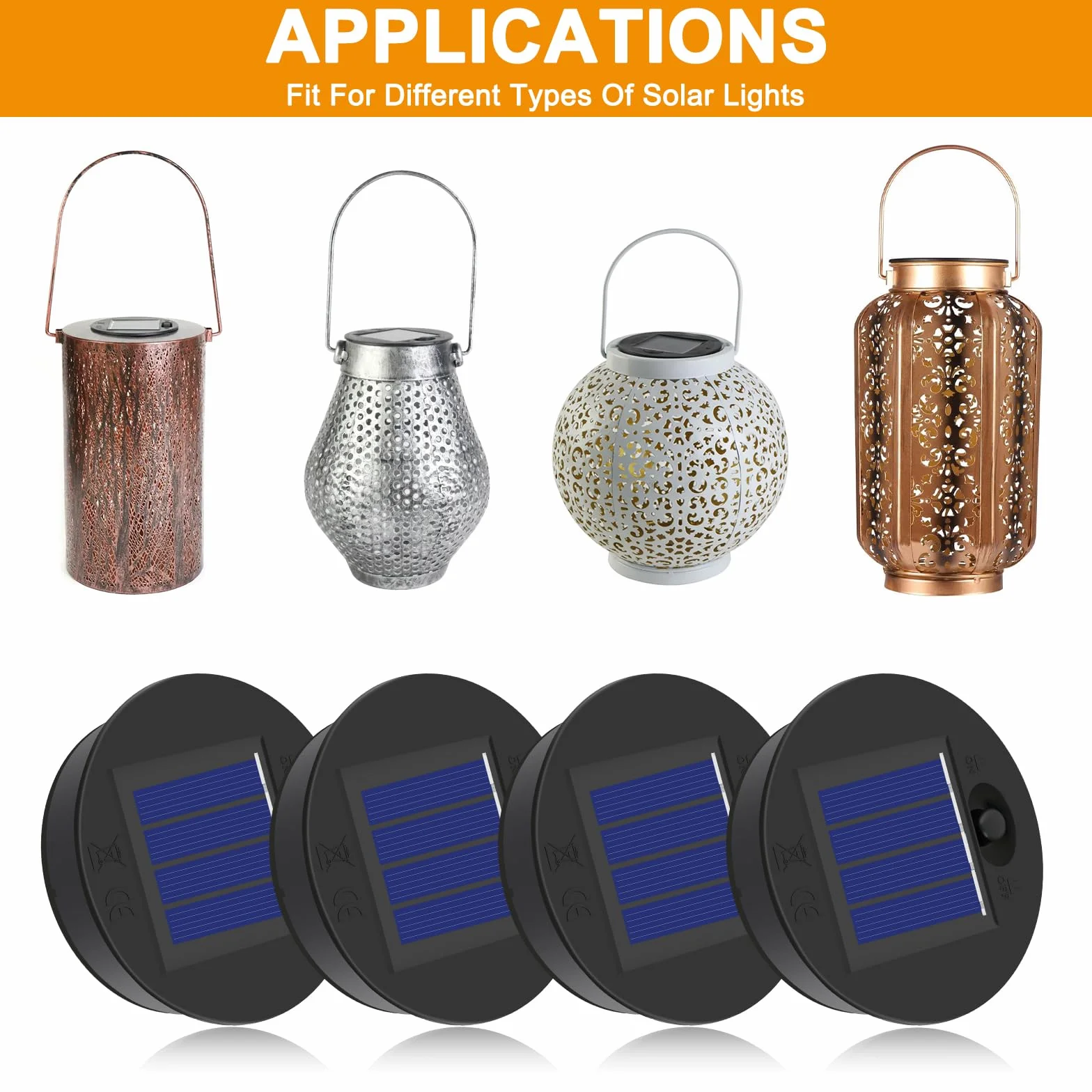 Lampes de Rechange Solaires 4 Pièces Couvercles LED pour Lanternes Jardin 7cm