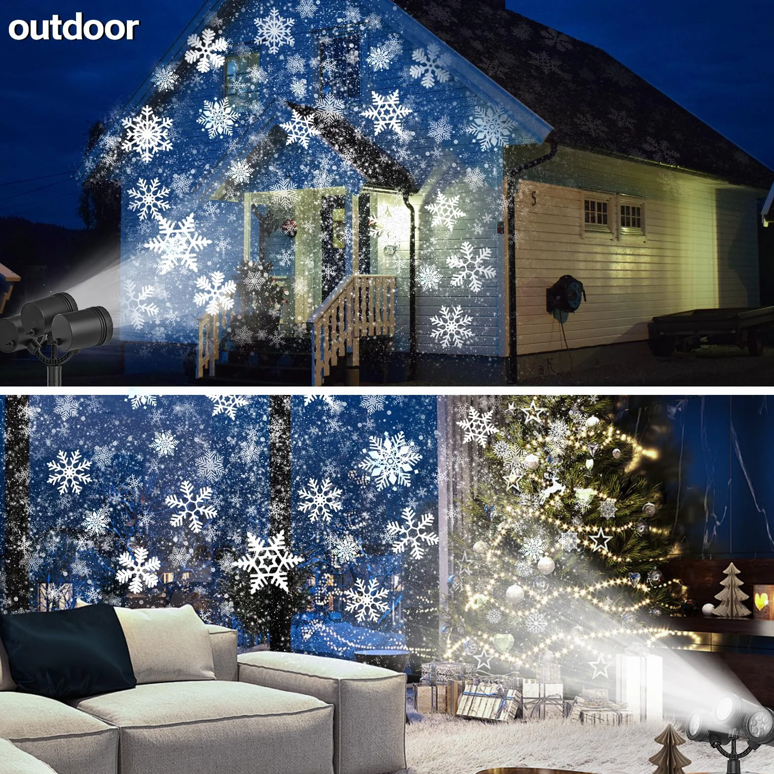 Projecteur de Noël à flocons de neige triple amélioré LED extérieur