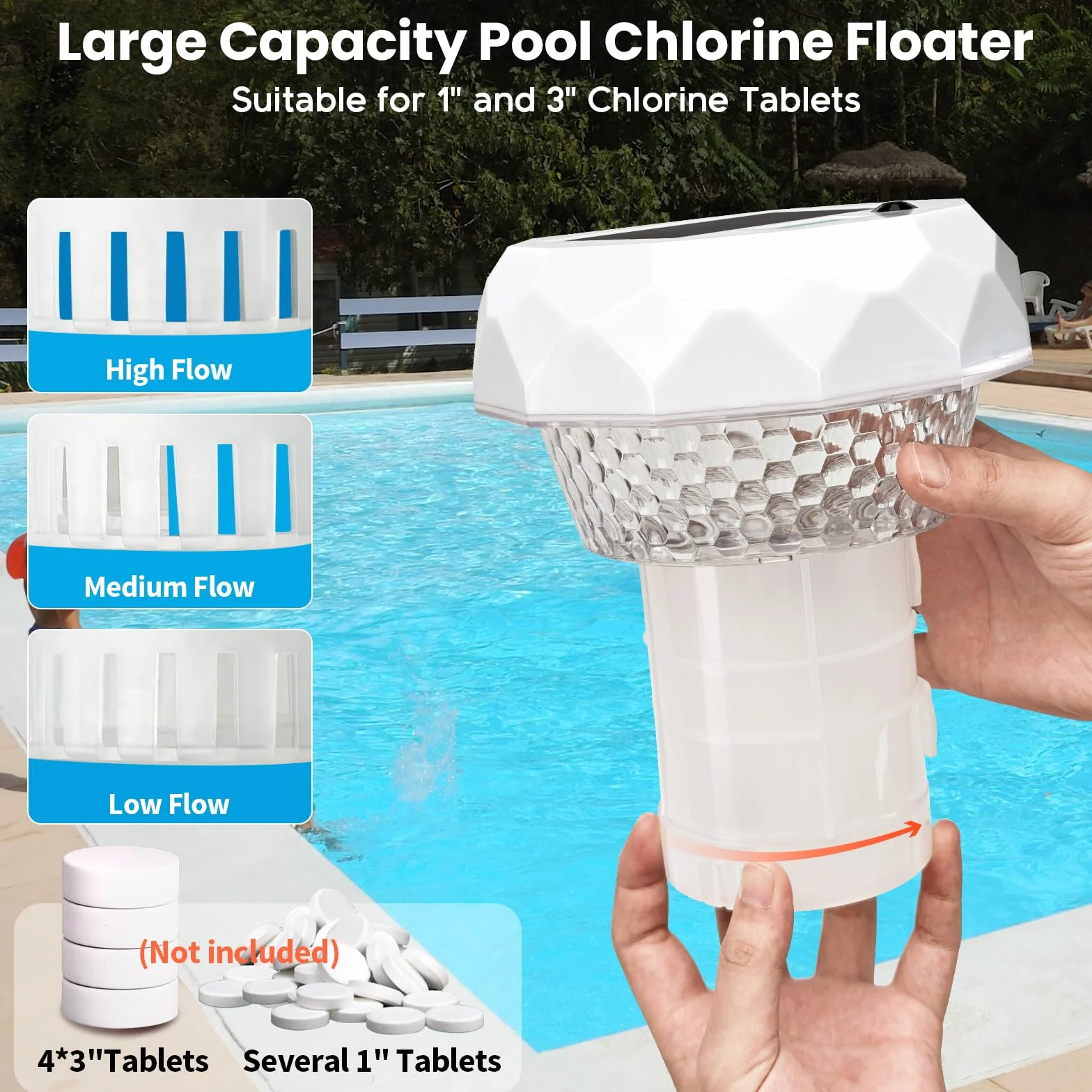 Lumière Piscine Solaire IP68 avec Diffuseur Chlore, Télécommande, 8 Couleurs, Minuterie