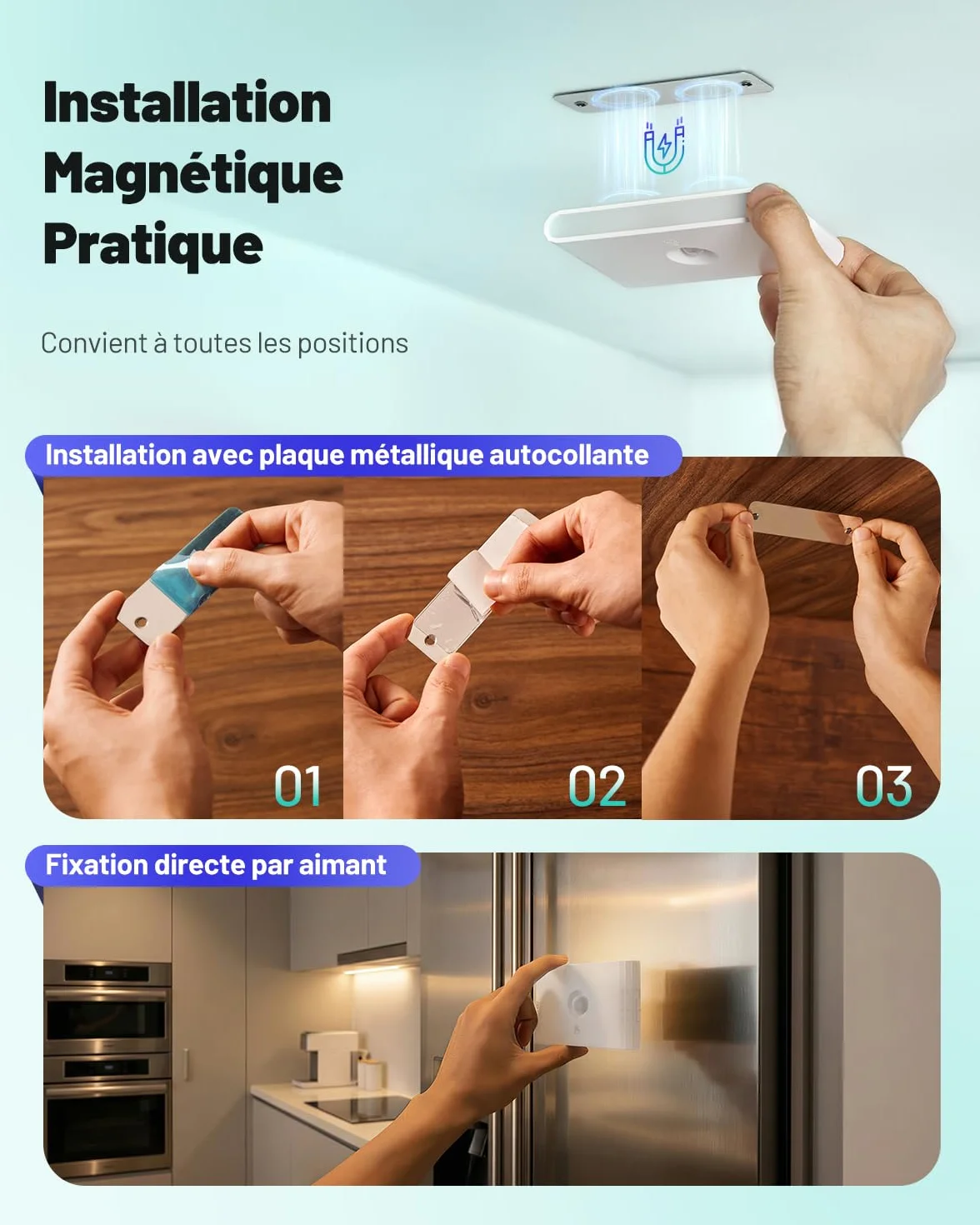 Veilleuse Détecteur de Mouvement Capteur Crépuscule Lampe Rechargeable USB 3 Mode AUTO ON/OFF LED Intérieur Réglable 3 Températures Couleur Lot de 4