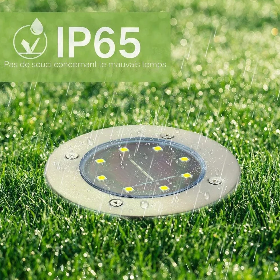Joomer Lumière Solaire Extérieur 12 Pièces Lampe Solaire Jardin Blanc Chaud 8 LED 3000K IP65 Spot Solaire Encastrable Éclairage Chemin Pelouse