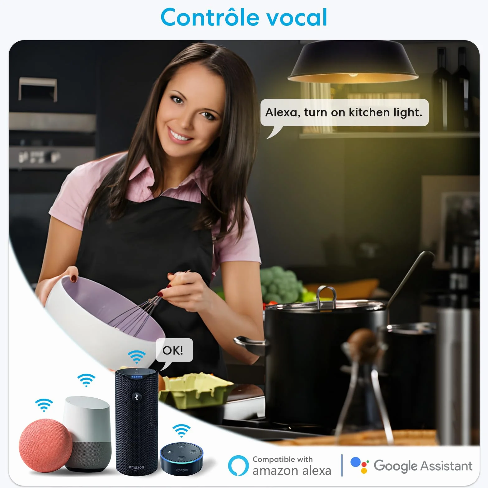LoraTap Interrupteur WiFi E27, Commutateur Connecté Intelligent Compatible Alexa, Commande à Distance ON/OFF Lampe LED
