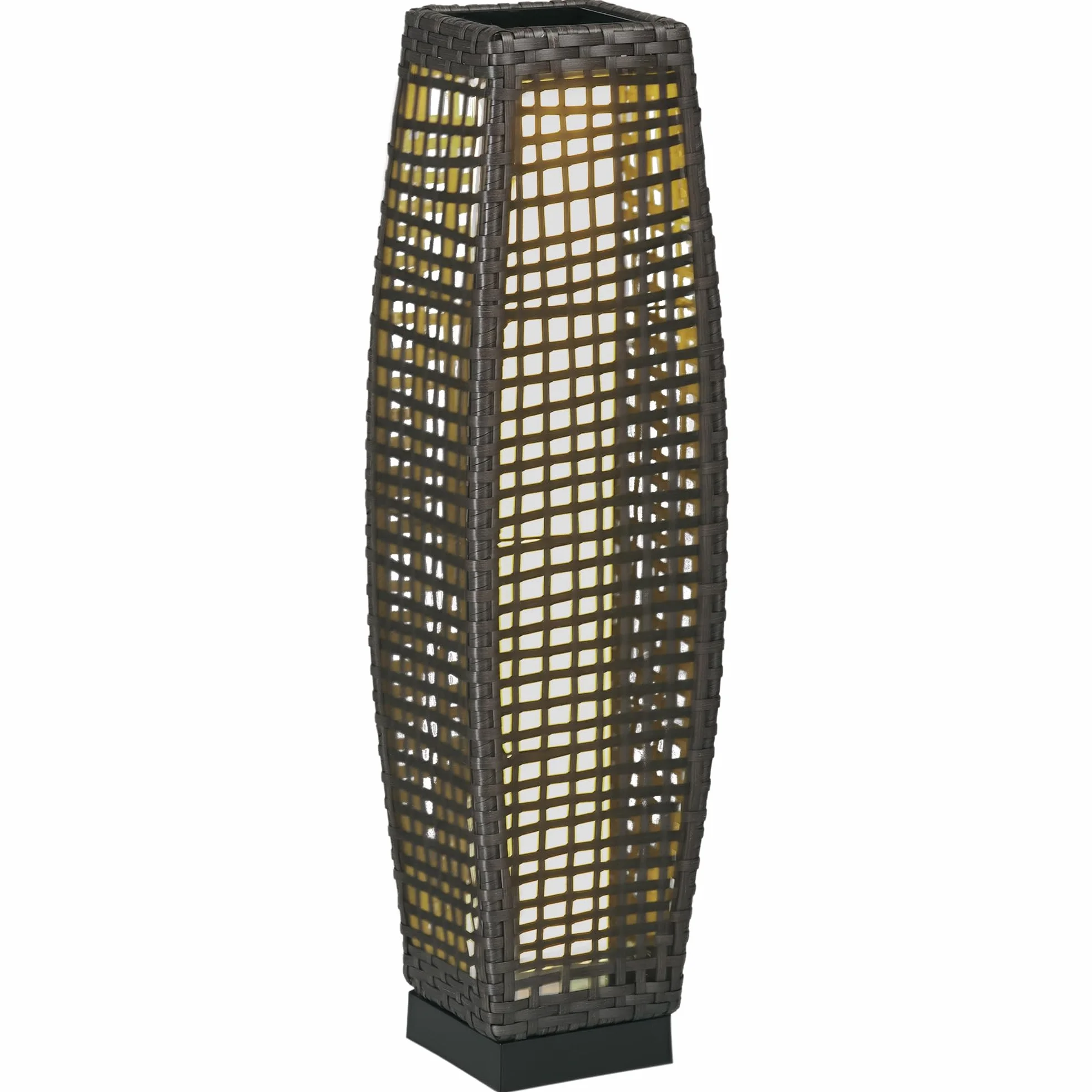 Outsunny Lampe à Poser Luminaire LED de Jardin Solaire en Résine Tressée Imitation Rotin 21 x 21 x 78 cm Gris