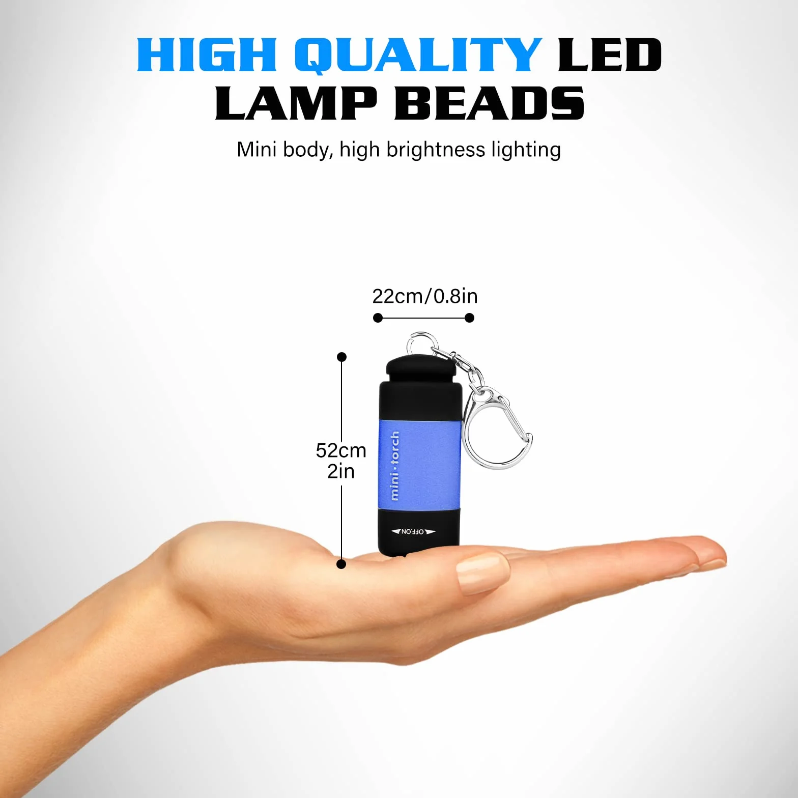 Mini lampe de poche LED rechargeable USB IPX8 étanche pour enfants avec porte-clés, 6 pièces