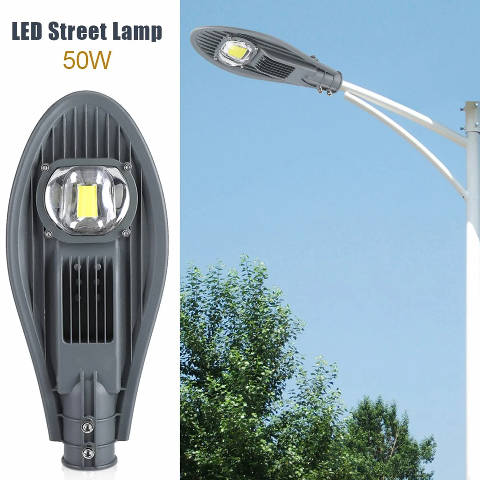 Tyenaza Réverbère LED 50W Blanc Chaud AC 85-265V Étanche Extérieure
