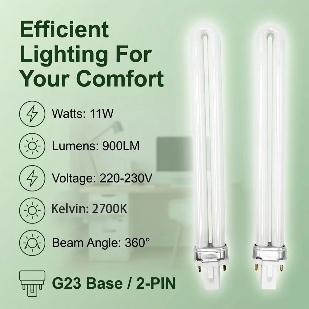 Solisara Lampe Fluorescente Compacte G23 11W Blanc Chaud 2700K Ampoule CFL Écoénergétique 900LM Tube en Forme de U