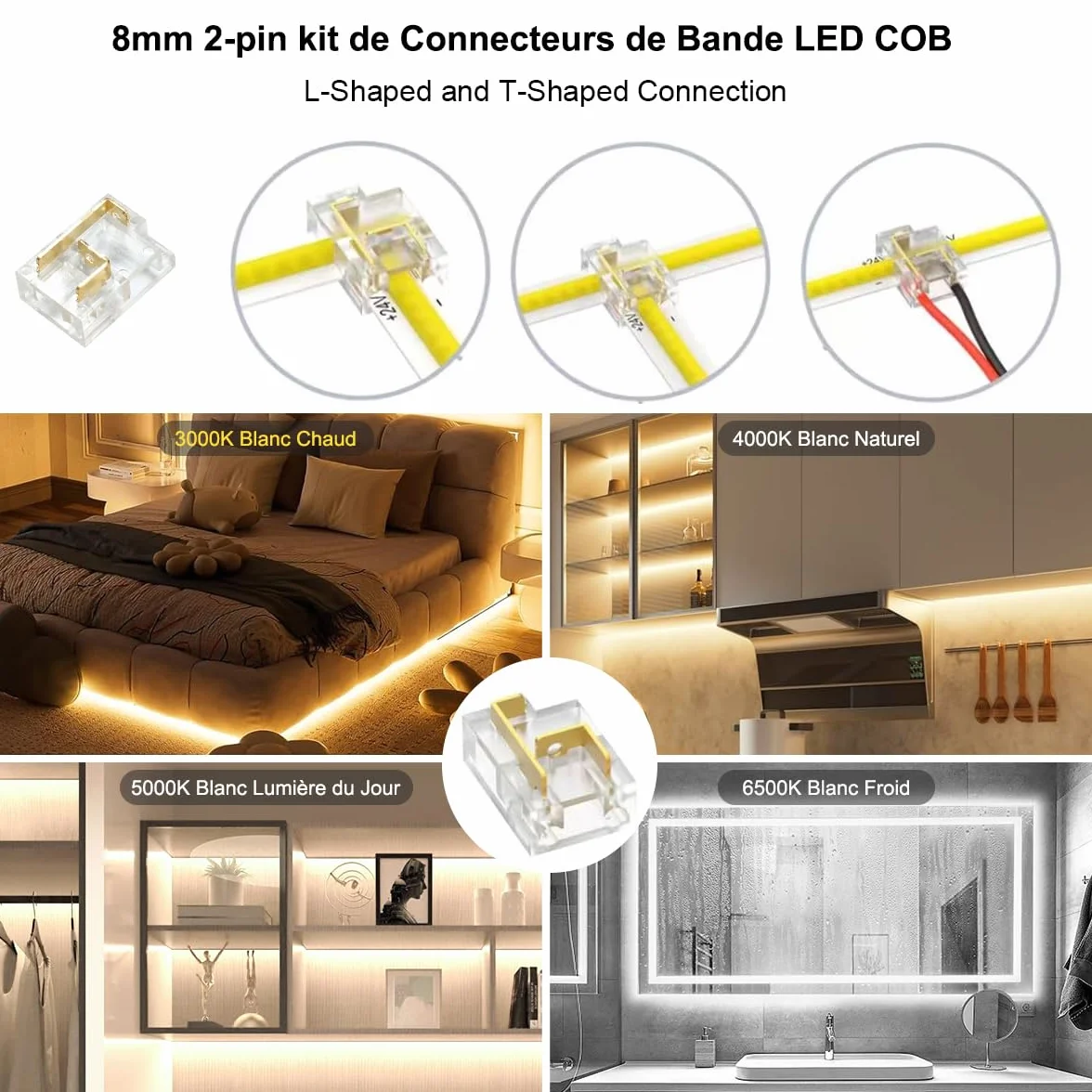 Bande LED COB 10M 24V Dimmable 2700K-6500K CRI>92 620LEDs/M App Control