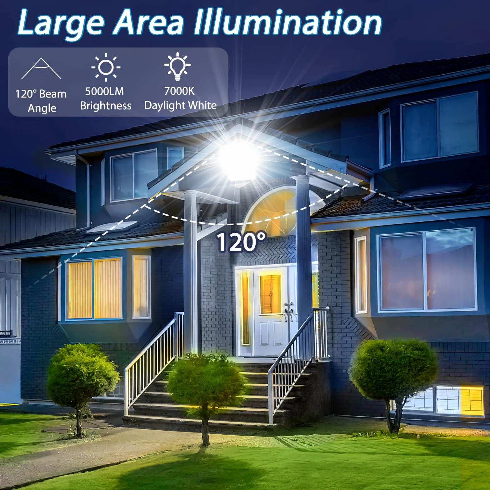 YIQIBRO Projecteur LED Exterieur Detecteur de Mouvement 50W 5000LM 7000K IP67 Etanche Jardin Patio Garage