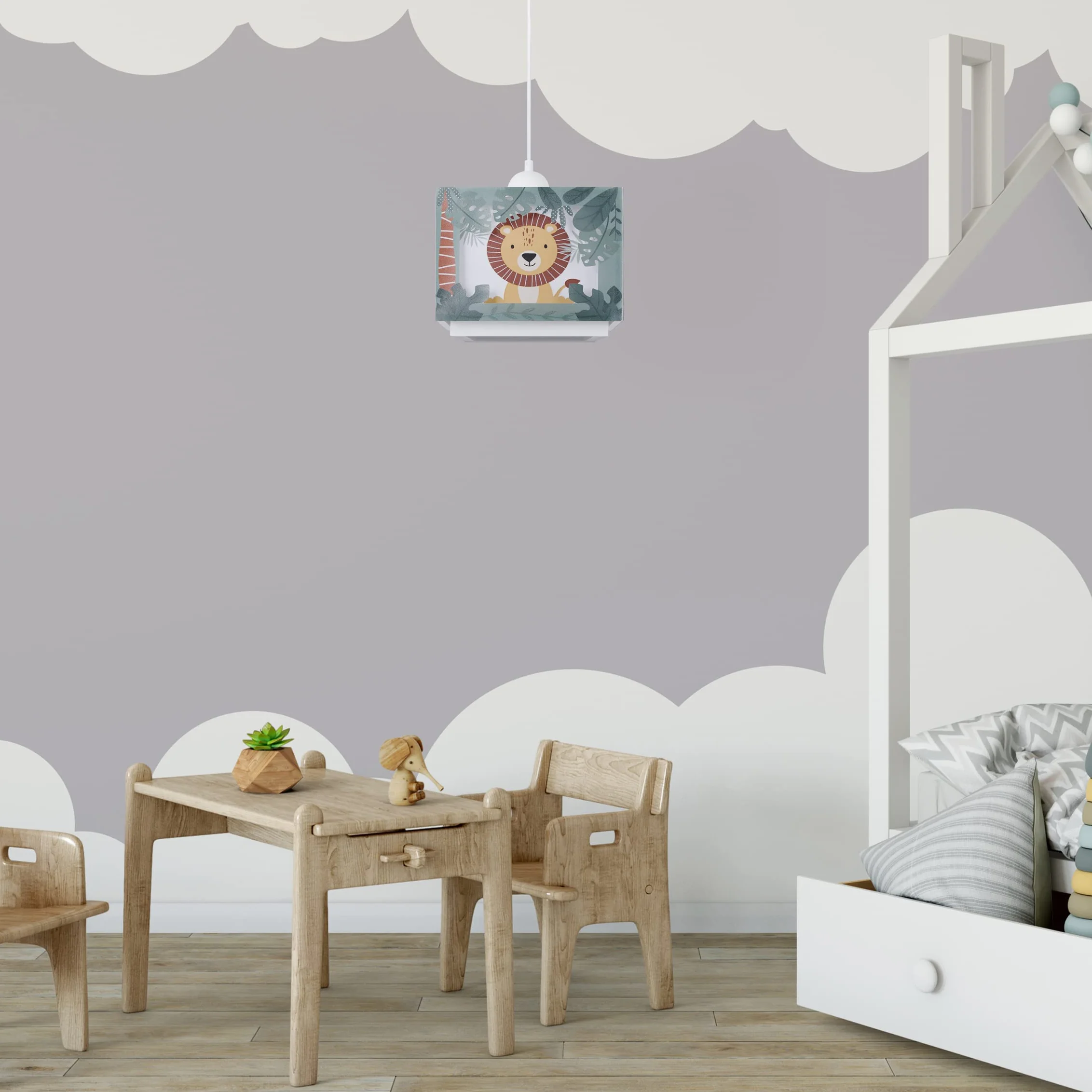 Paco Home Lampe à Suspension Enfant Plafonnier Abat-Jour Tissu Arc-En-Ciel E27 Vert