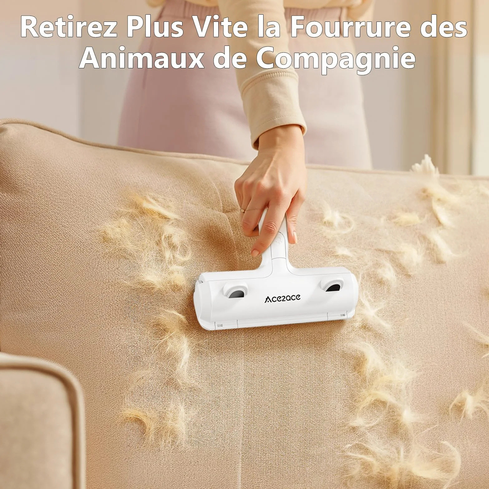 ACE2ACE Brosse Anti Poils Animaux pour Chat Chien, Rouleau Ramasse Poils Réutilisable