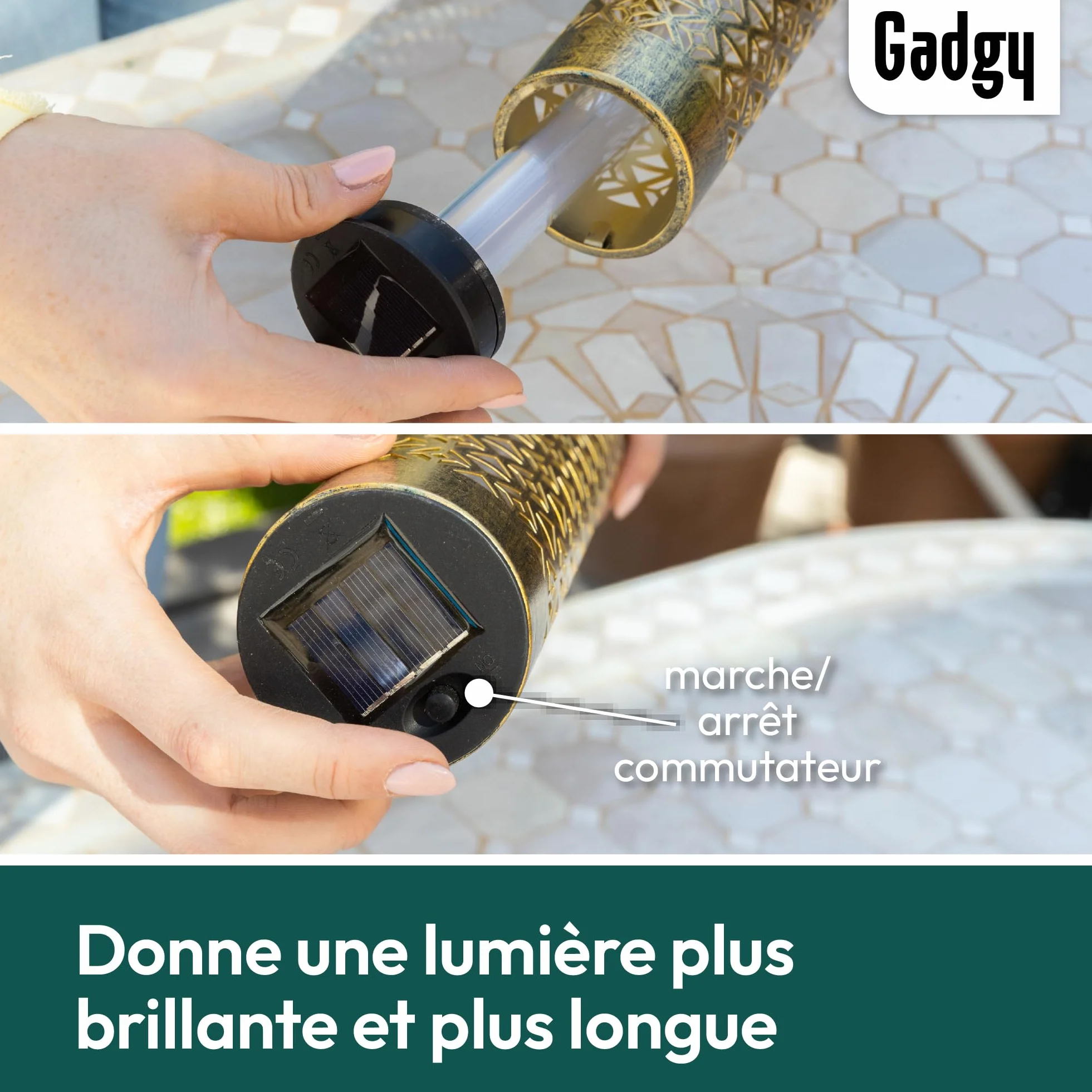 Lampes Solaires de Jardin avec Effet Flamme mobile – Lot de 2 Torches LED Extérieures en Métal