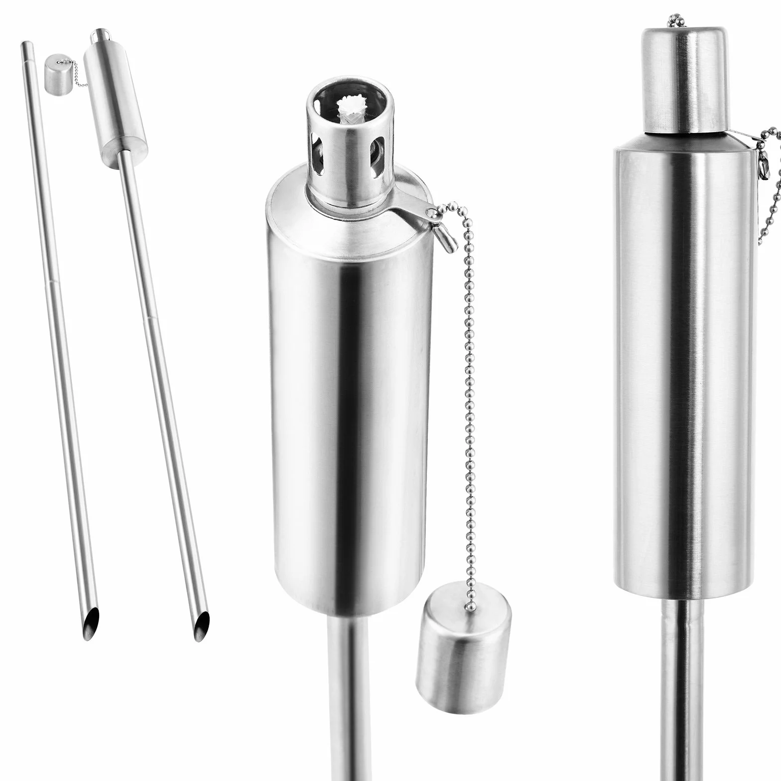 Deuba Torche de jardin à l'huile flambeau acier inoxydable 115 cm