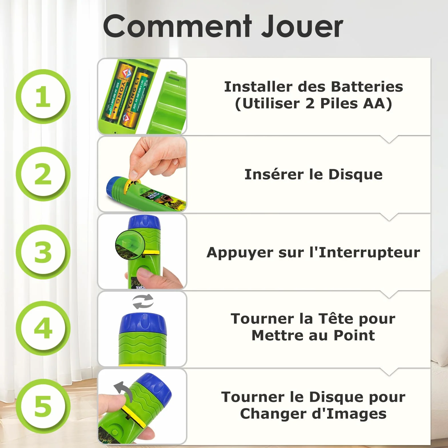 Pup Go Lampe Torche Projecteur Dinosaure Enfants 3+ Ans, 3 Disques 24 Images, Jouet Éducatif Scientifique