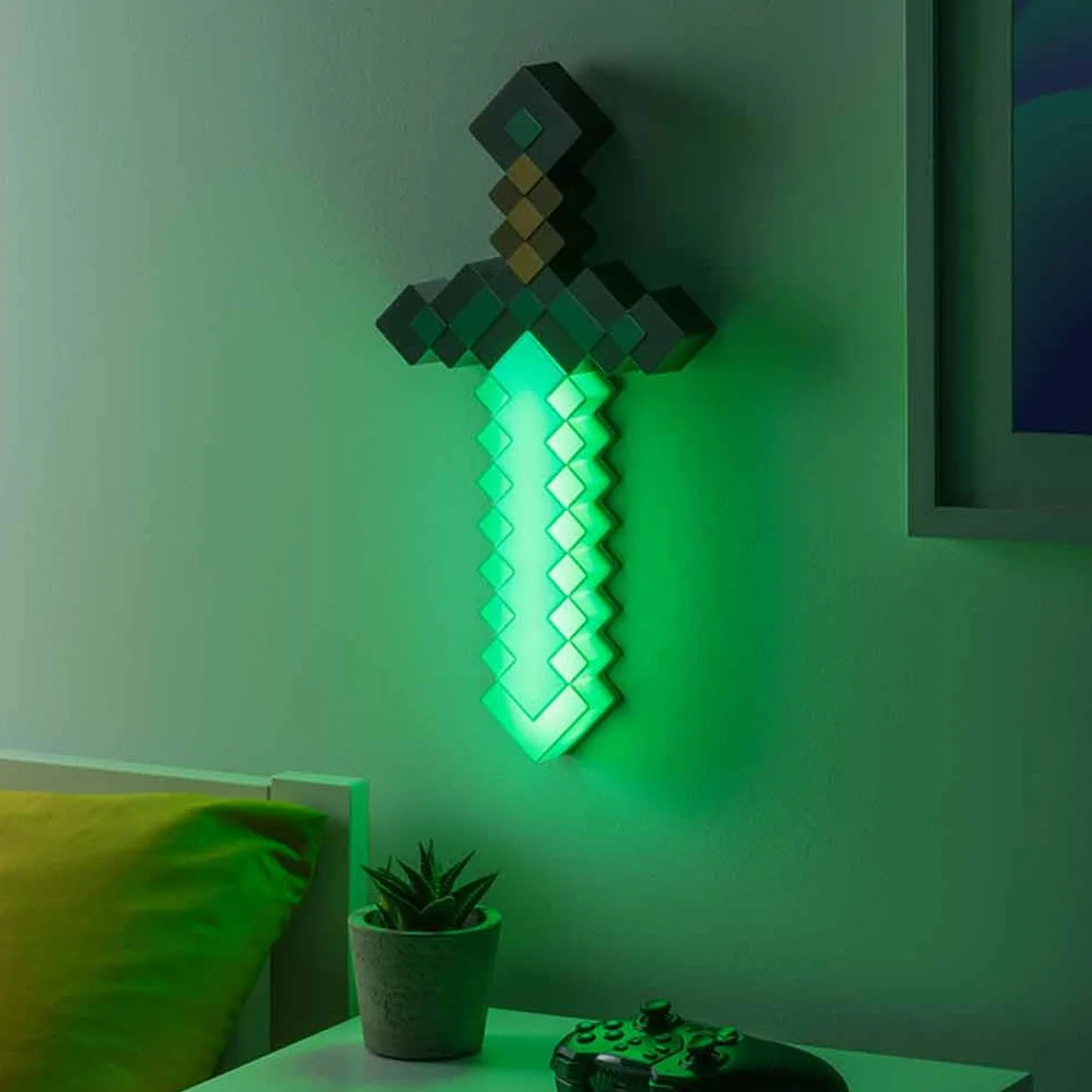 Minecraft Épée en Diamant Lumière Officielle 3 Modes Dynamiques Décor Chambre Gamer Piles USB