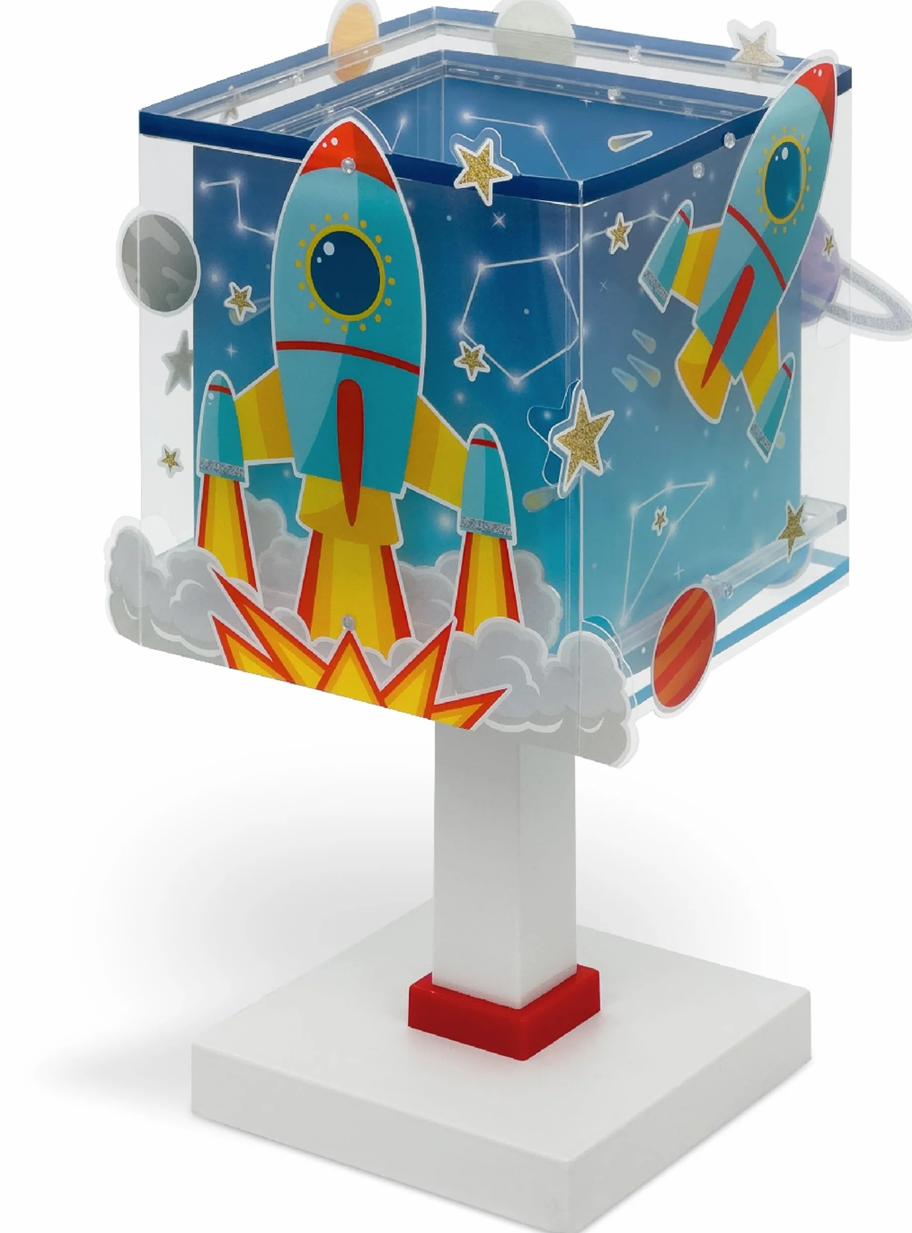 Dalber Lampe de chevet enfant Rocket Fusée Planètes G4 LED 4 W Bleu