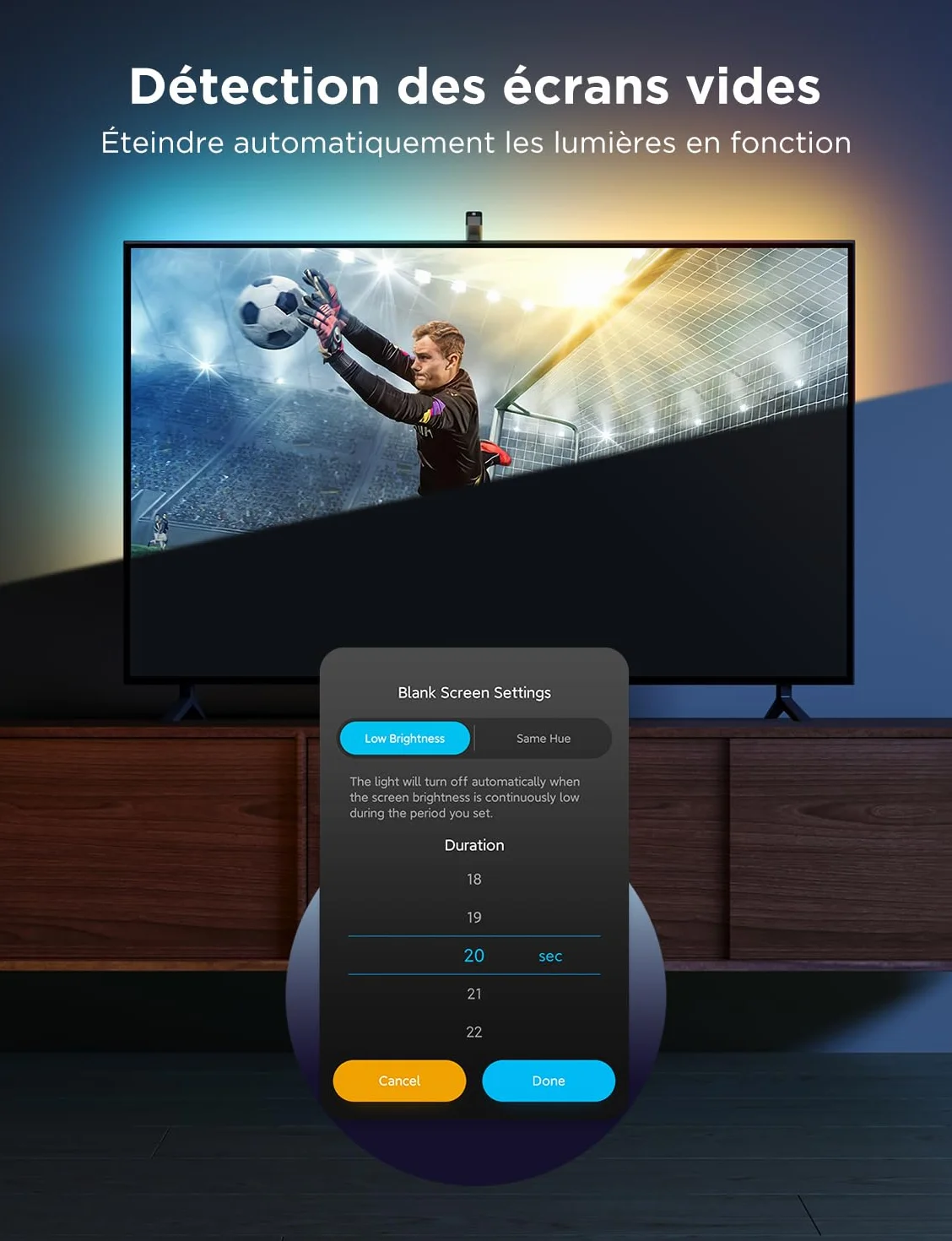 Govee TV Backlight 3 Lite avec Correction Fisheye, Ruban LED Ambilight RGBICW 3,6 m 55-65 pouces WiFi