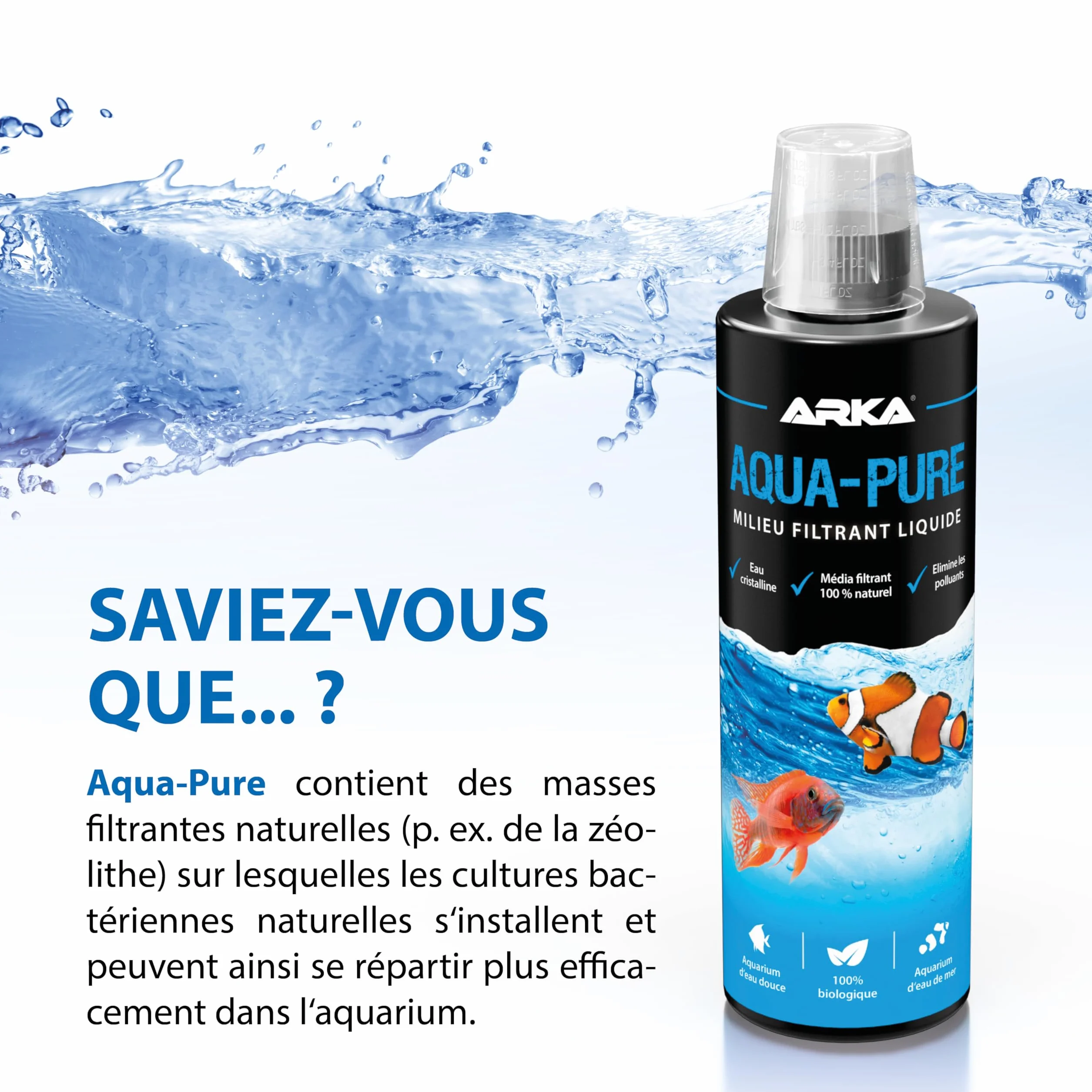 MICROBE-LIFT Aqua-Pure Clarificateur d’eau aquarium 118 ml – élimine la turbidité, eau cristalline, filtre biologique liquide eau douce & eau de mer