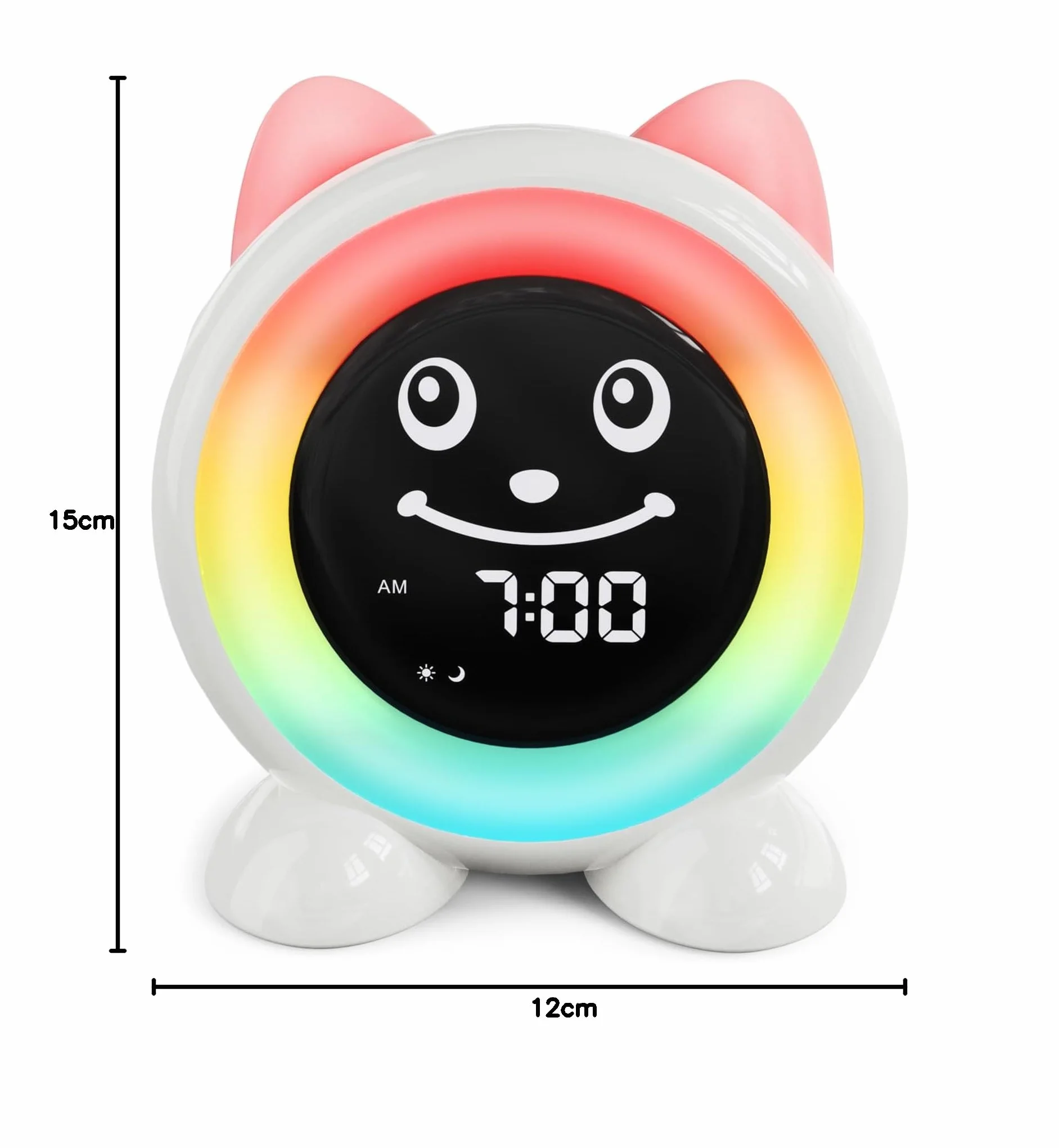 Réveil Enfant Éducatif Jour/Nuit avec Veilleuse 11 Couleurs Minuterie Snooze Mémoire Lumineux