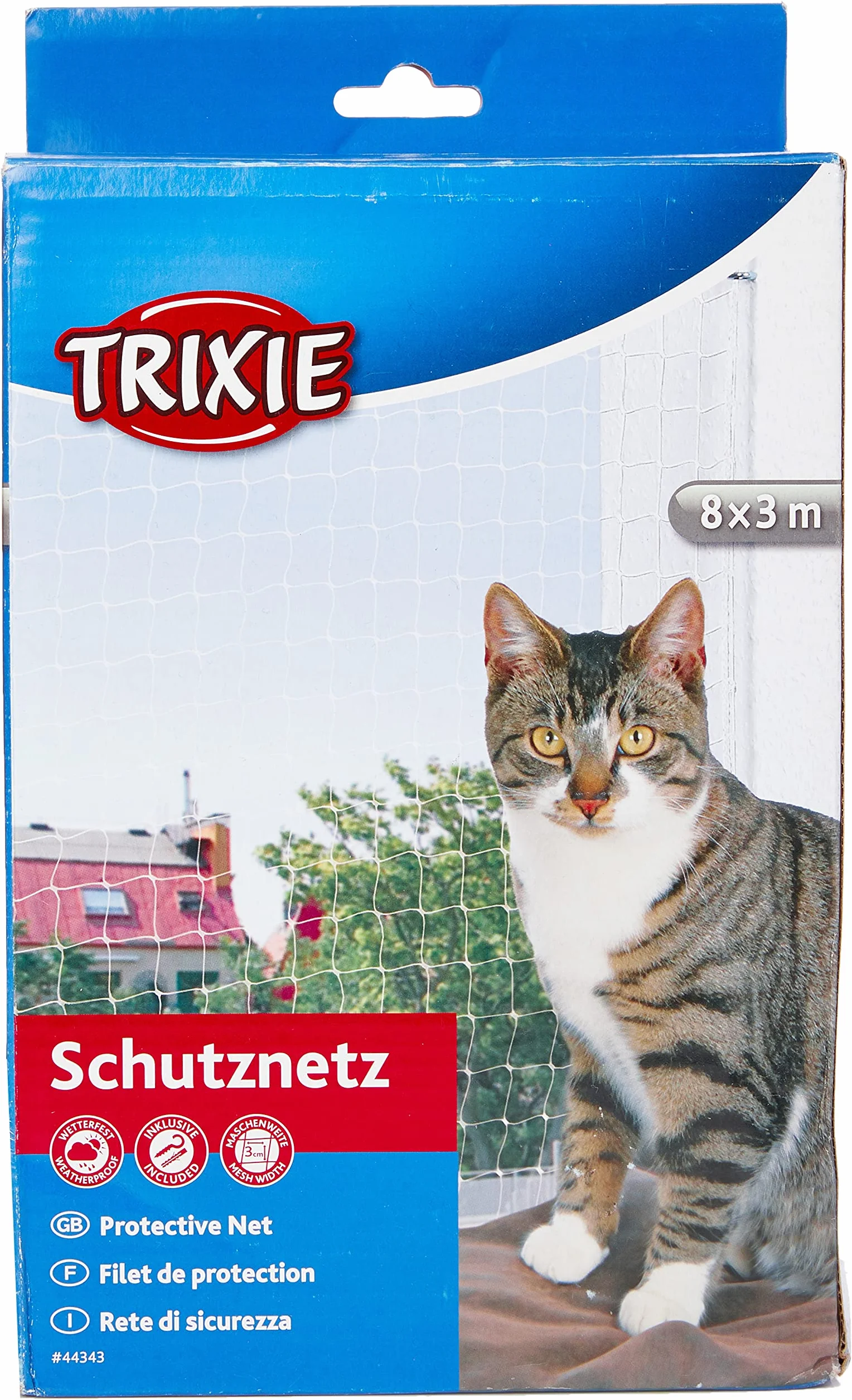 TRIXIE Filet de protection pour chats Résistant aux UV transparent Mailles 3 × 3 cm 8 × 3 m