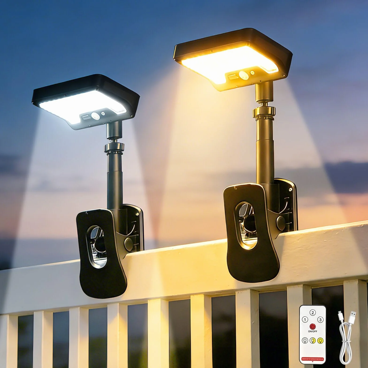 Lampes Solaires D'Extérieur avec Télécommande et Détecteur de Mouvement, Lot de 2