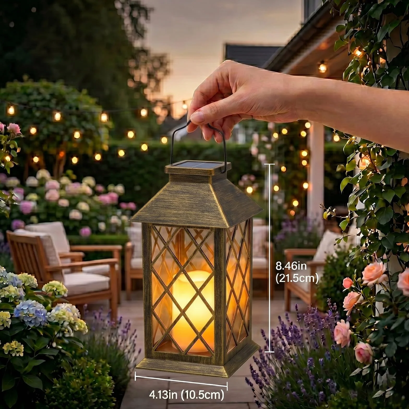 Yowin Lanterne Solaire Exterieur 2 Pièces 22cm Lampe Jardin Verre Trempé Étanche Noir
