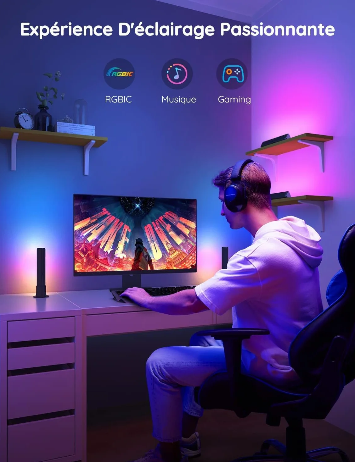 Govee Barres Lumineuses LED RGBICWW WiFi avec Alexa Compatible TV Jeu