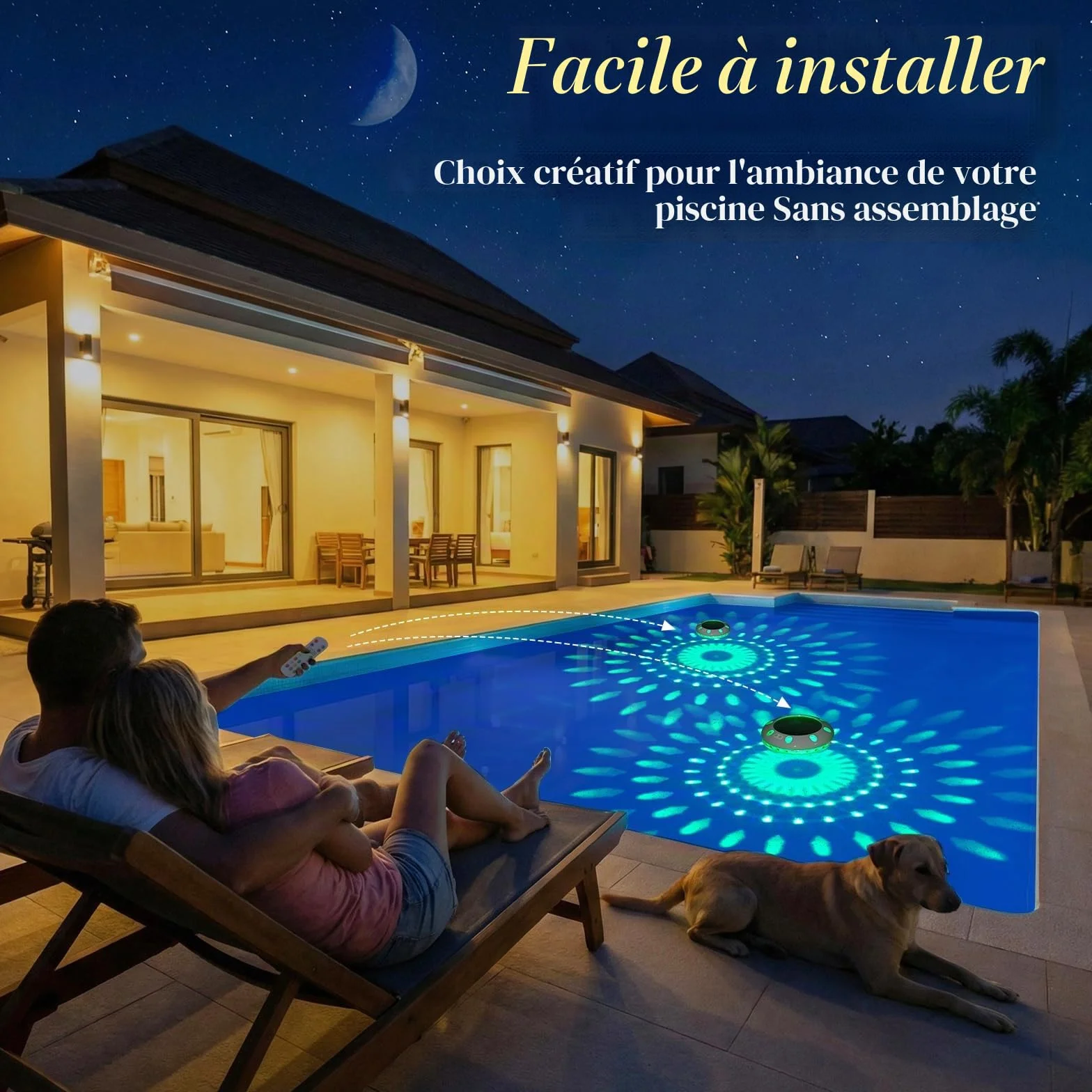 AearKing Lumière Piscine Flottante LED RVB avec Télécommande, IP68 Étanche 1 Pièce