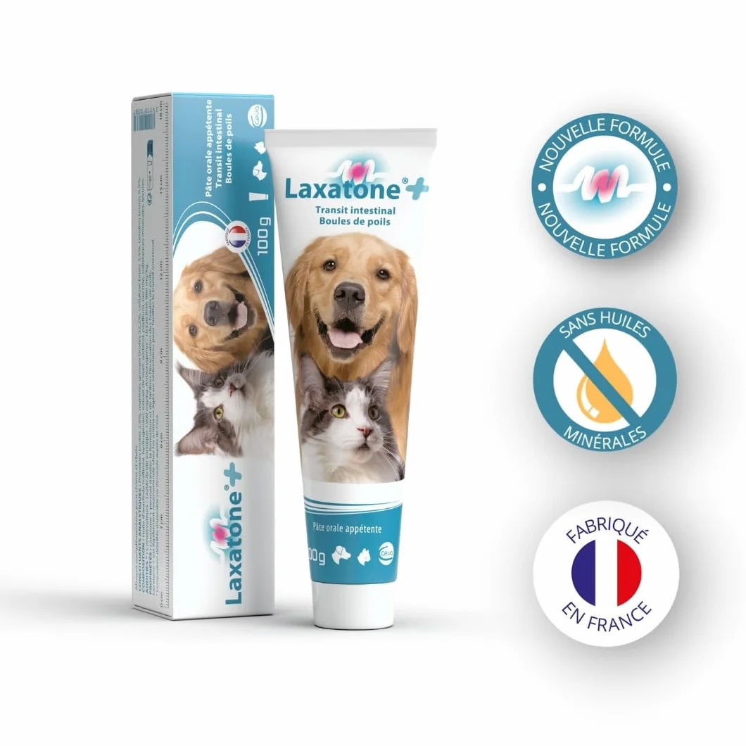 Plus Complément Alimentaire pour Chiens et Chats Pâte orale Fibres Sorbitol Boules de Poils Transit intestinal 100g