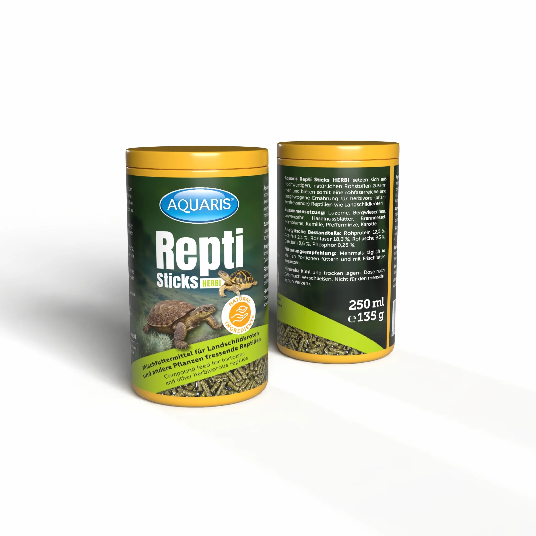 AQUARIS Repti Sticks Herbi Nourriture pour Tortues terrestres Reptiles herbivores 100% végétale Riche en Fibres 250 ML