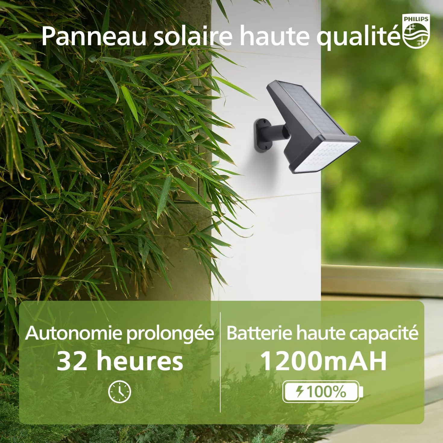 Philips Lot de 4 Projecteurs Solaires d'Extérieur 28 LED 7500K Étanches