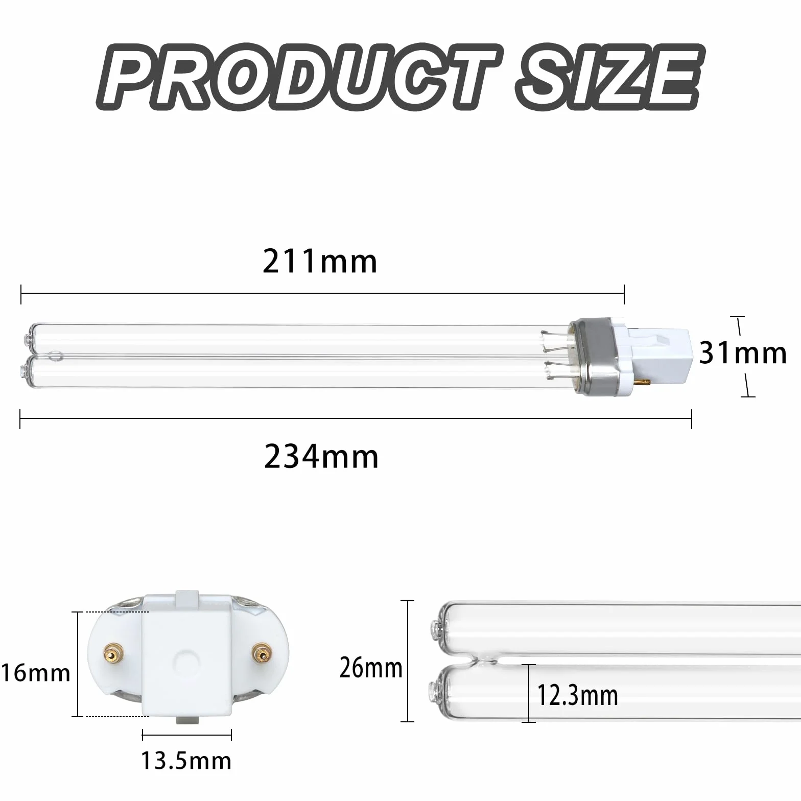 Lampe de Désinfection UV G23 2 Broches 11W, Ampoule UVC Compacte pour Aquarium et Bassin de Jardin