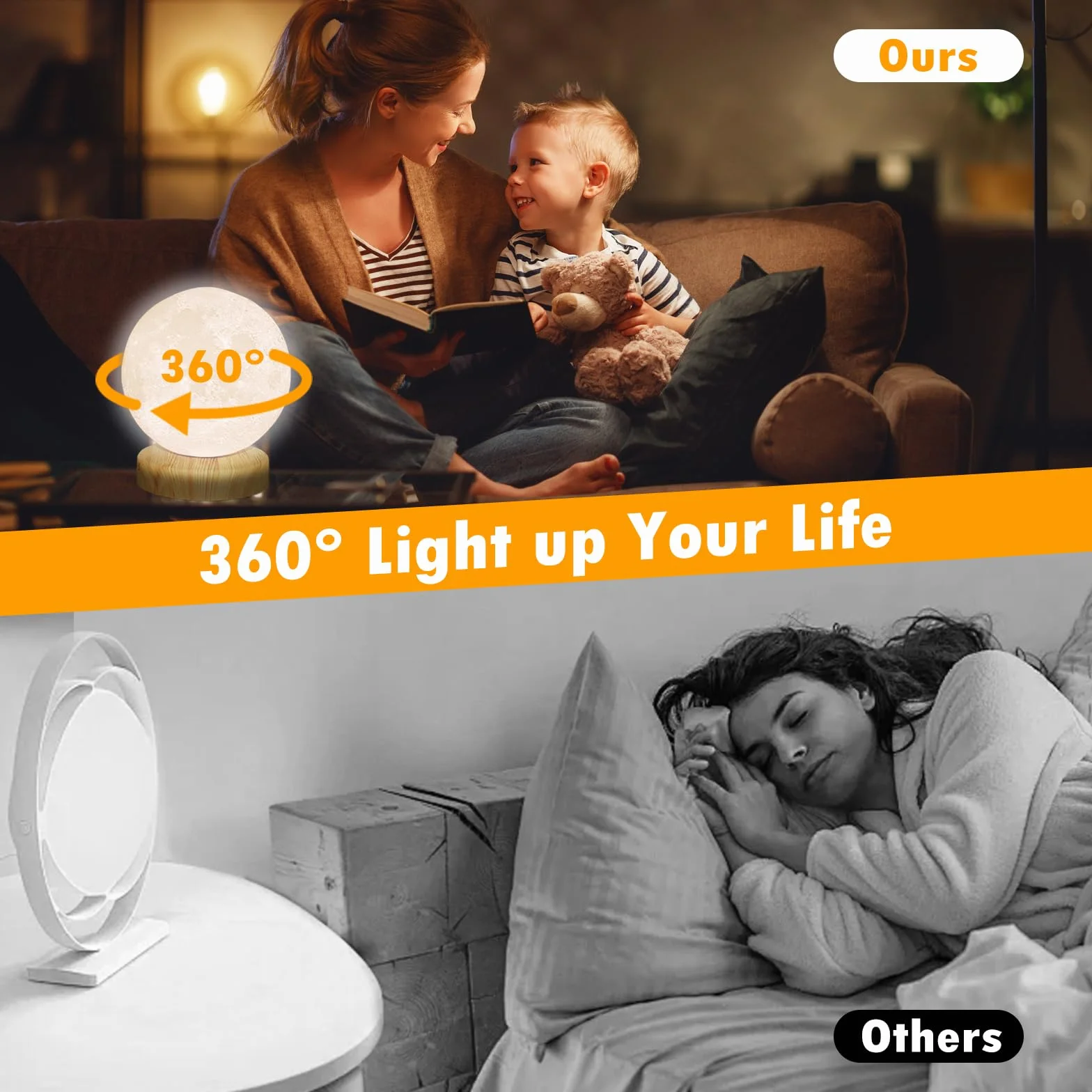 Lampe de luminothérapie 10 000 lux RscCleaner avec télécommande, 3 températures, luminosité réglable, minuterie