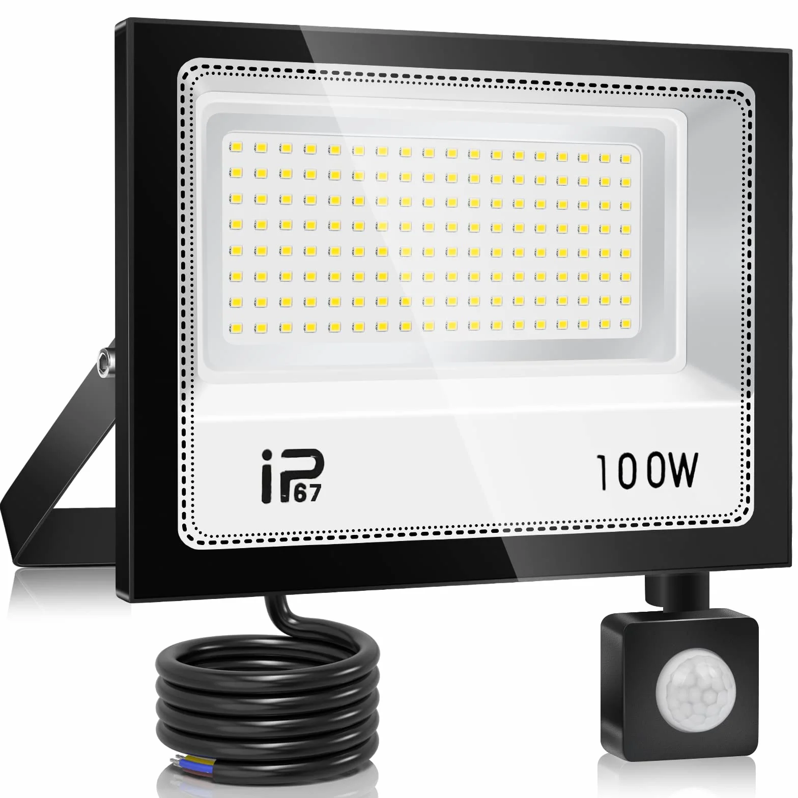 Projecteur LED Detecteur de Mouvement 100W 10000lm 7000K Blanc Froid IP67 Etanche Exterieur