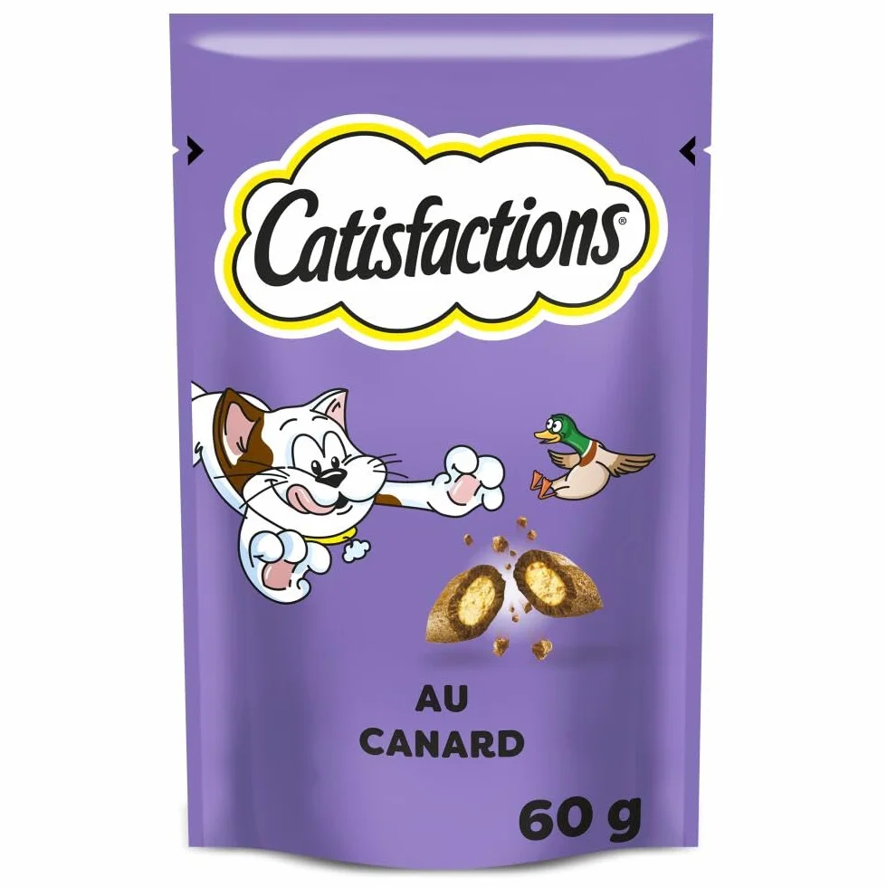 Friandises pour Chat et Chaton au Canard - Lot de 6 Sachets de 60g - Croquantes Tendres