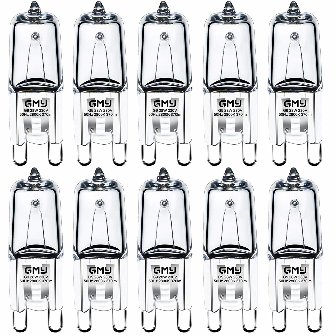 G9 Ampoules Halogènes 28W 230V 370Lm 2800K Dimmable Blanc Chaud Paquet de 10