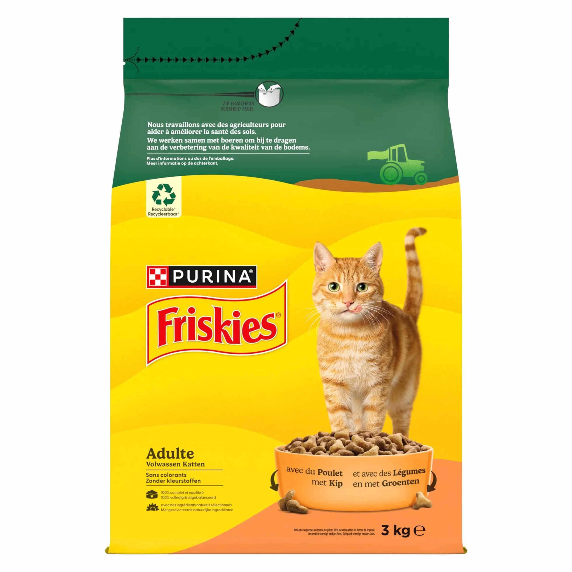 FRISKIES Croquettes complètes pour Chats Adultes au Poulet et Légumes 3 kg