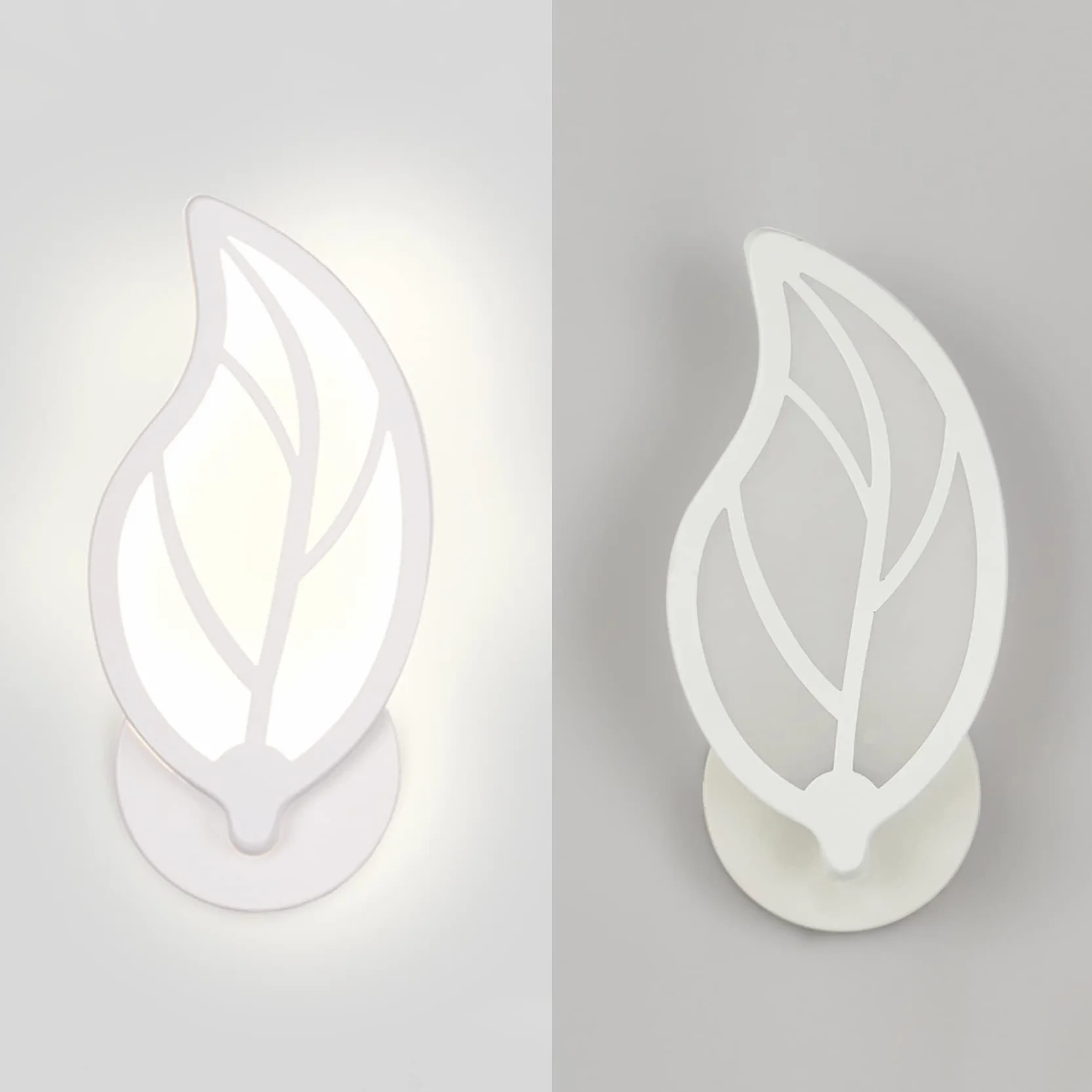 Applique Murale LED Acrylique 12W Blanche Forme Feuille Art Deco Salon Chambre Chevet