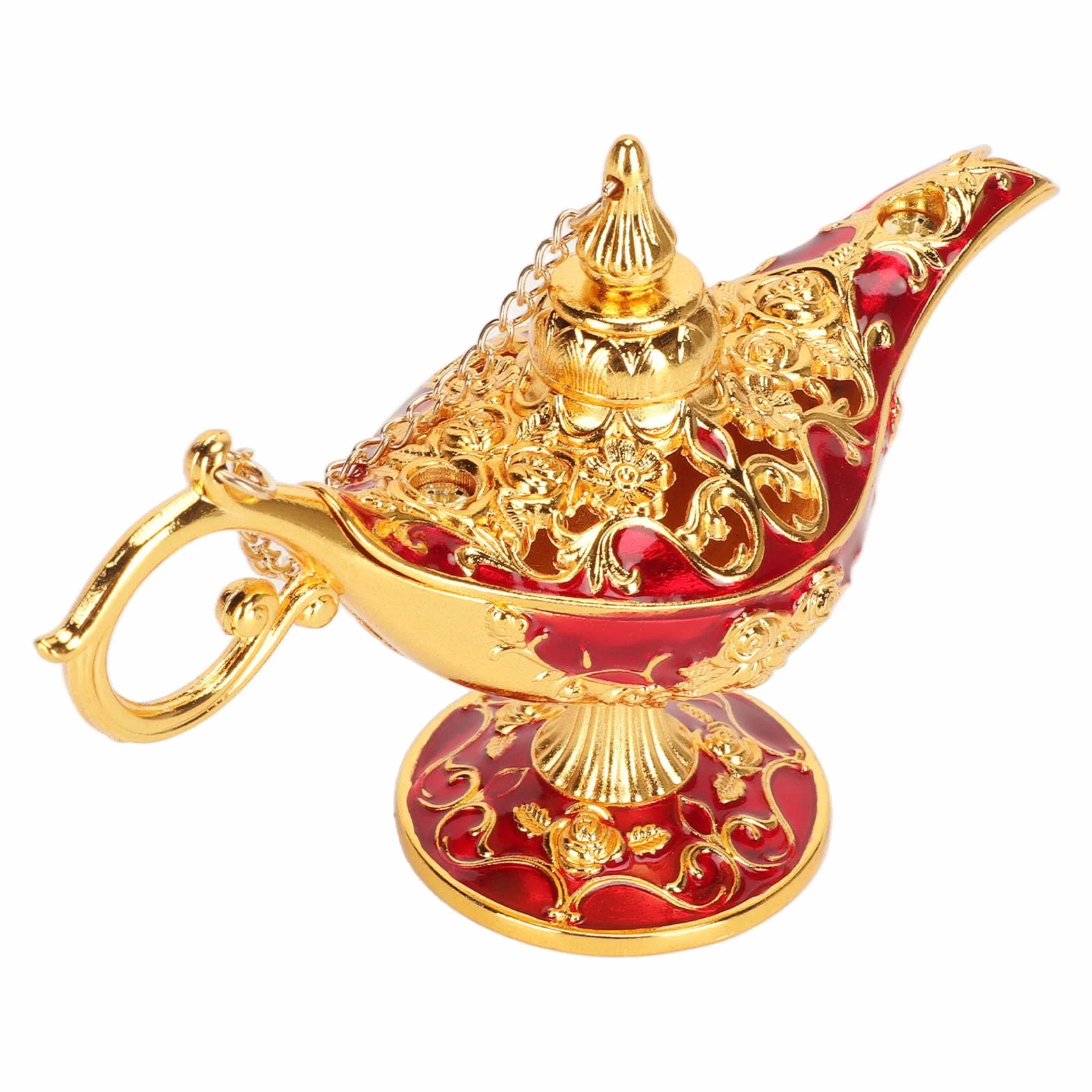 Lampe de Table en Alliage de Zinc Rétro Gravée Or et Rouge pour Décoration de Mariage