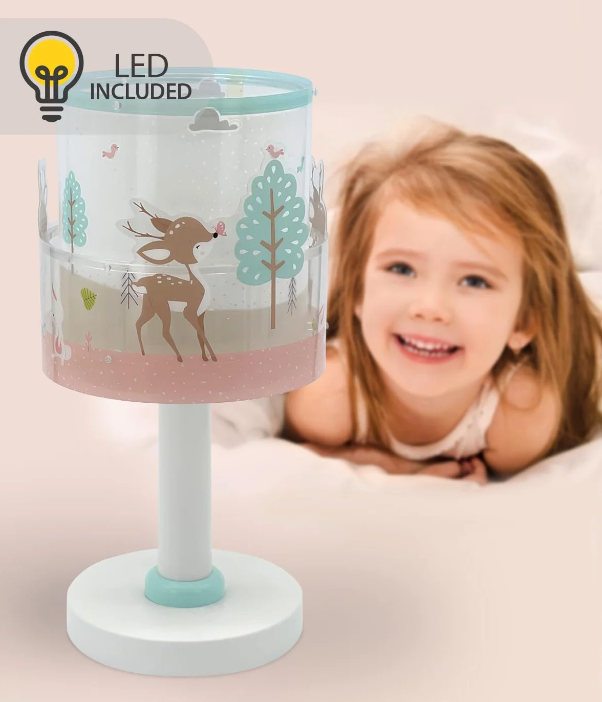 Dalber Lampe de chevet enfant Loving Deer Cerf G4 LED 4 W Ampoule incluse