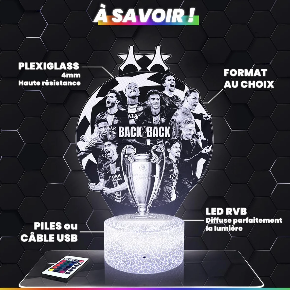 Veilleuse Tactile Champions League Joueur de Foot Football Décoration Idée Cadeau Homme Femme Adulte Déco Chambre