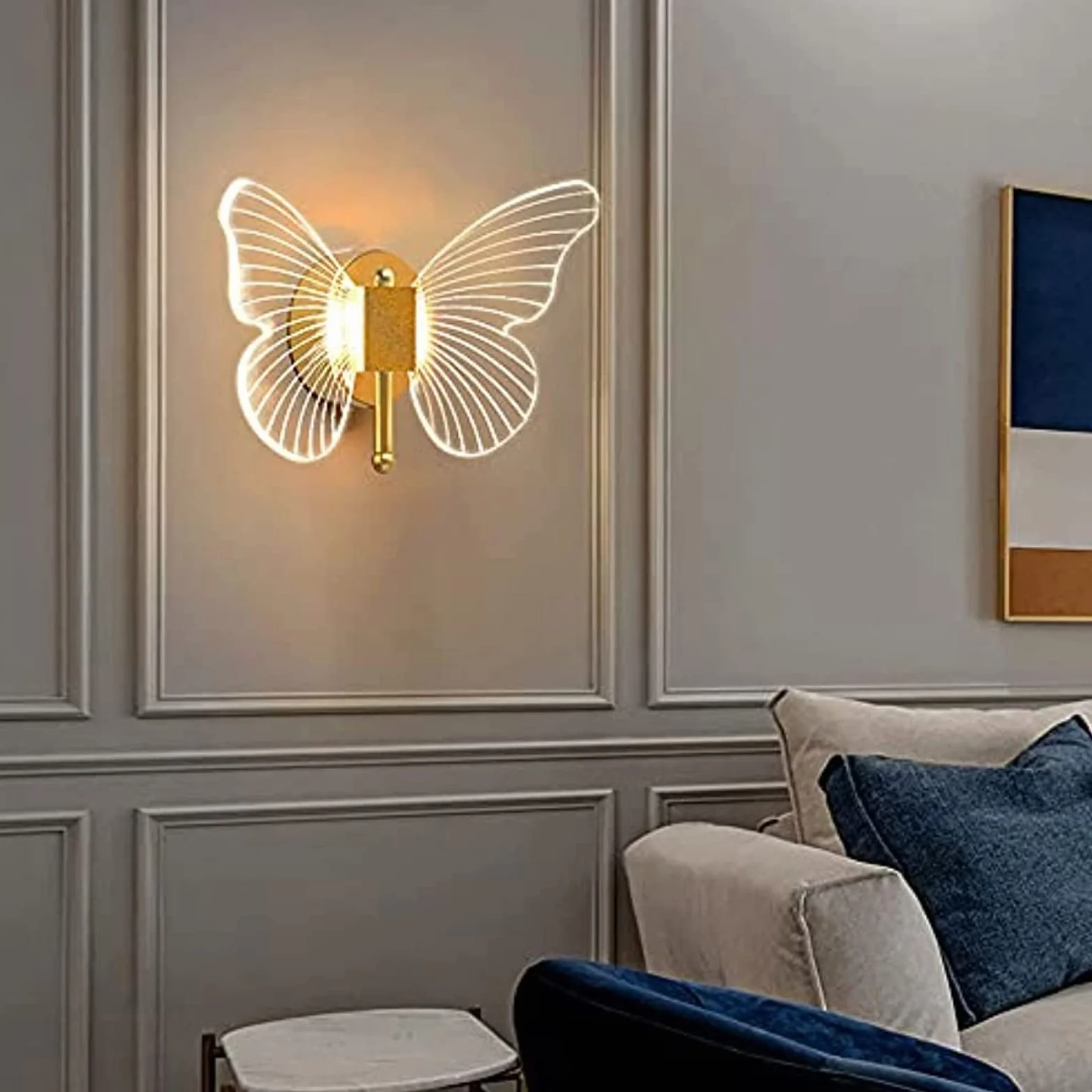 Applique Murale LED Papillon dorée 10 W Moderne Luminaire d'ambiance Intérieur Lampe de Chevet Chambre