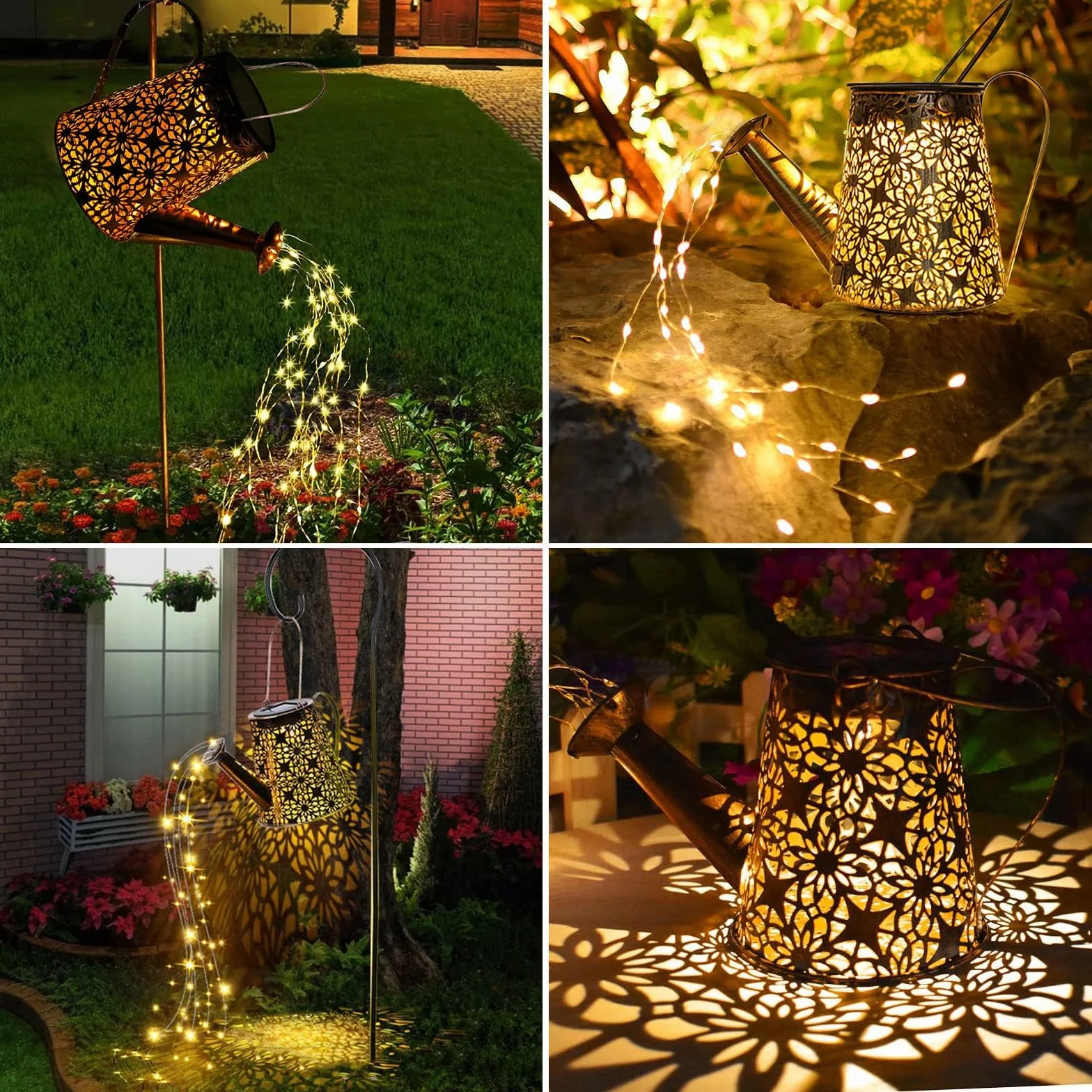Arrosoir Solaire Extérieur Guirlandes Lumineuses ES Décoration Jardin avec Support en Forme d'Étoile
