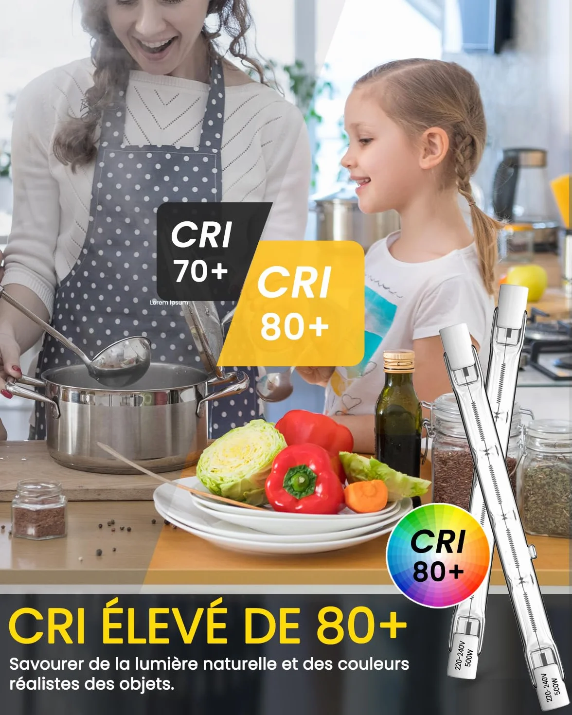 Lot de 2 R7s Ampoule Halogène Crayon 500W 118mm Dimmable 2800K T3 J118 11000LM