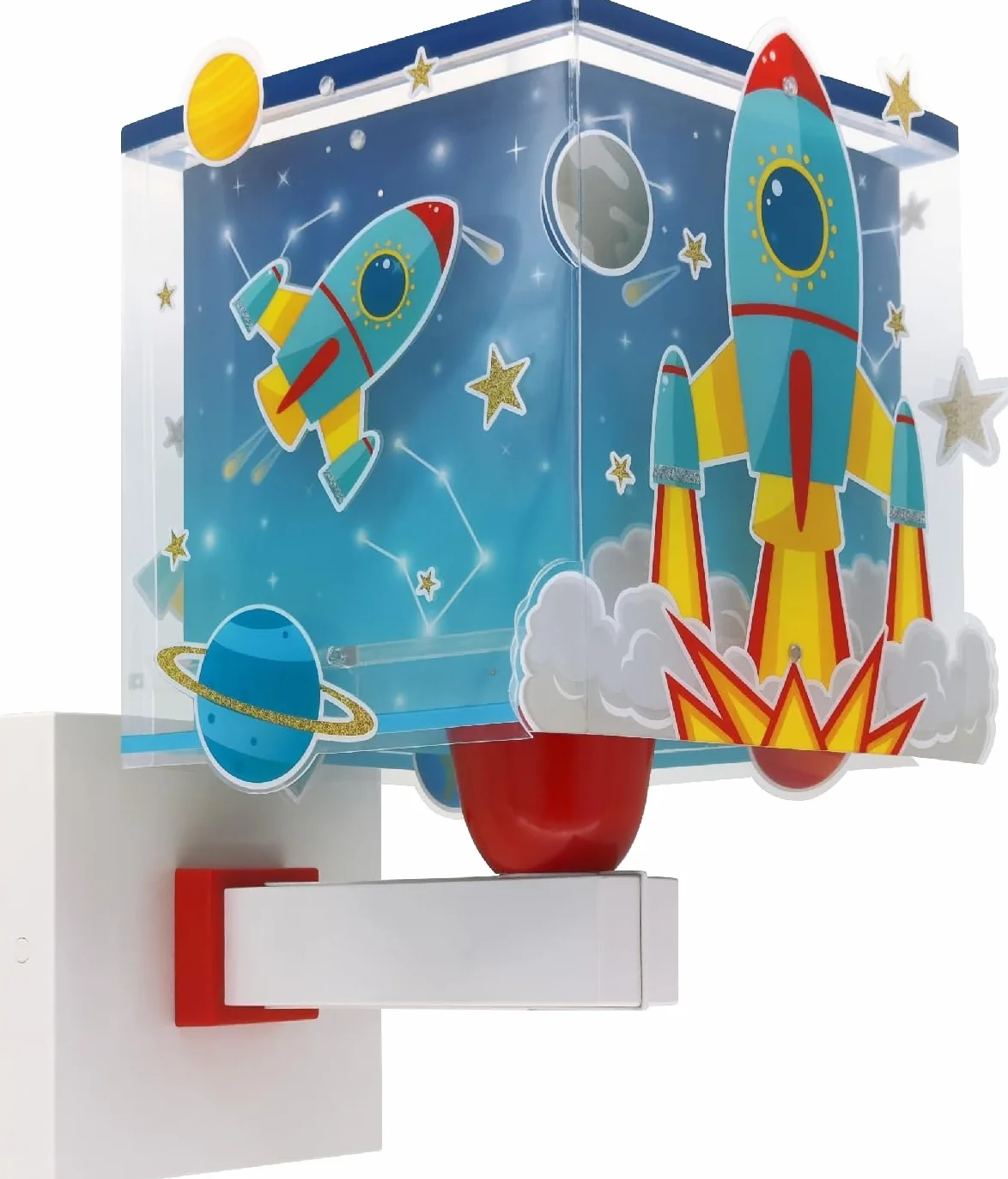 Dalber Applique murale enfant Rocket Fusée spatiale système solaire E27 Bleu