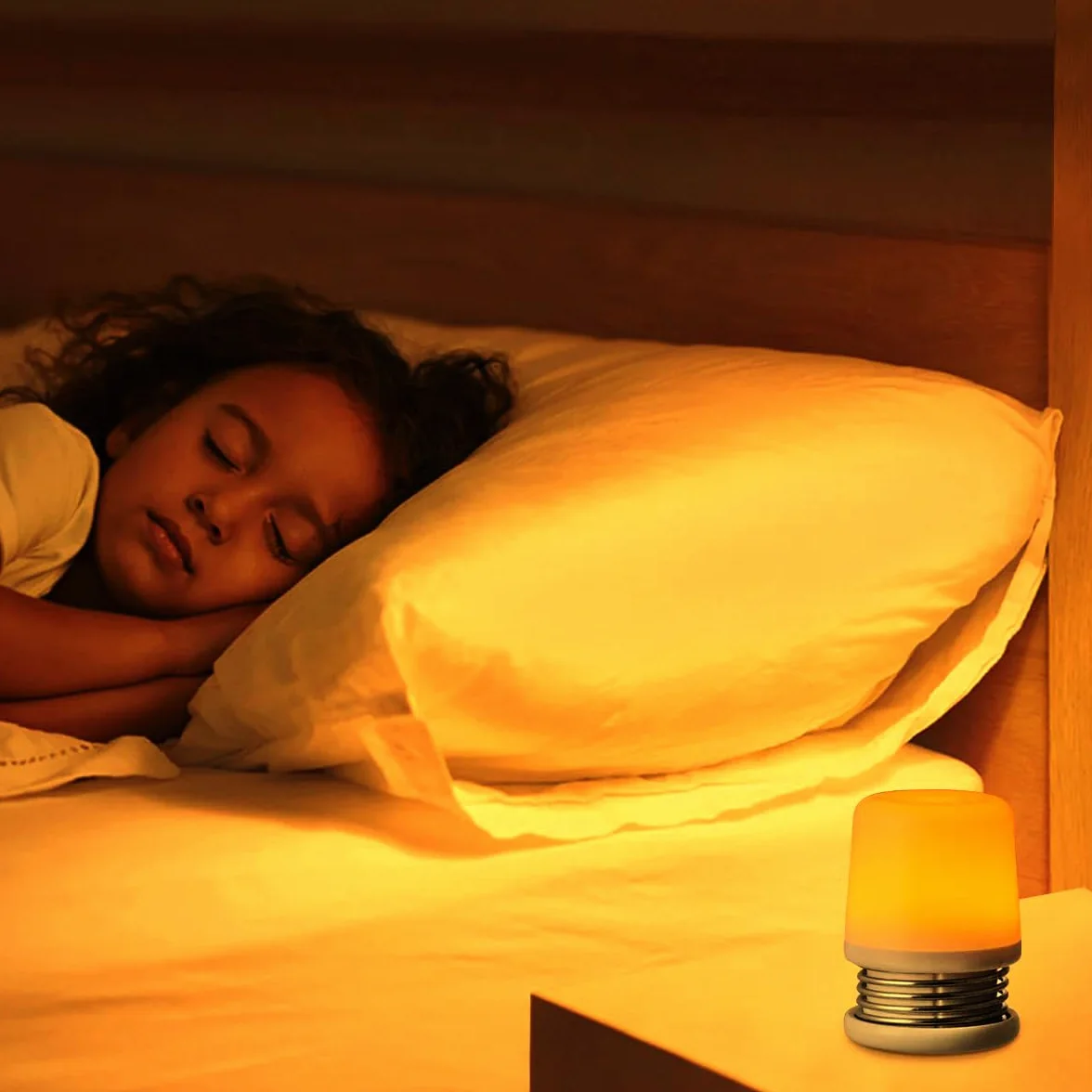Lampe de nuit ambre rouge sommeil 1600K 625nm sans lumière bleue rechargeable USB-C