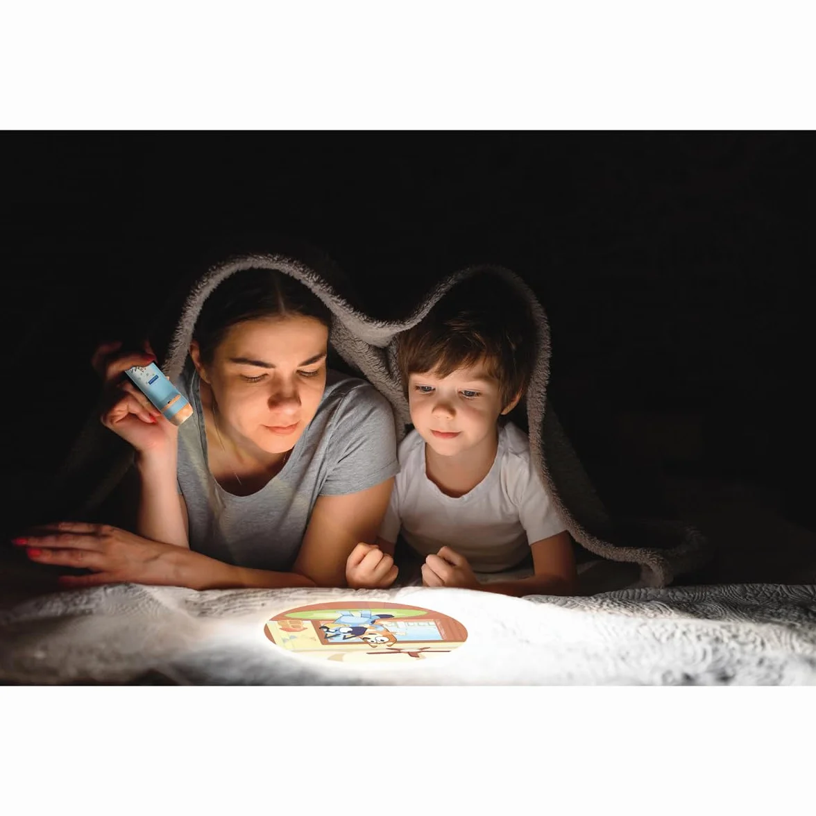 Lexibook Bluey Projecteur à Histoires Lampe Torche LTC050BYLXB Bleu Jaune
